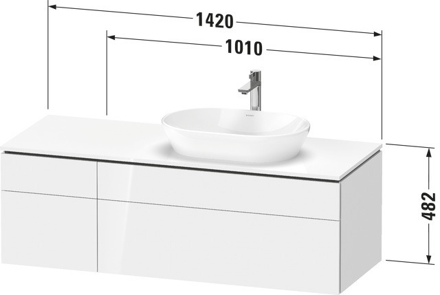 Duravit Waschtischunterschrank wandhängend „L-Cube“ 142 × 48,2 × 55 cm Weiß Hochglanz, rechts Duravit Waschtischunterschrank wandhängend „L-Cube“ 142 × 48,2 × 55 cm Weiß Hochglanz, rechts