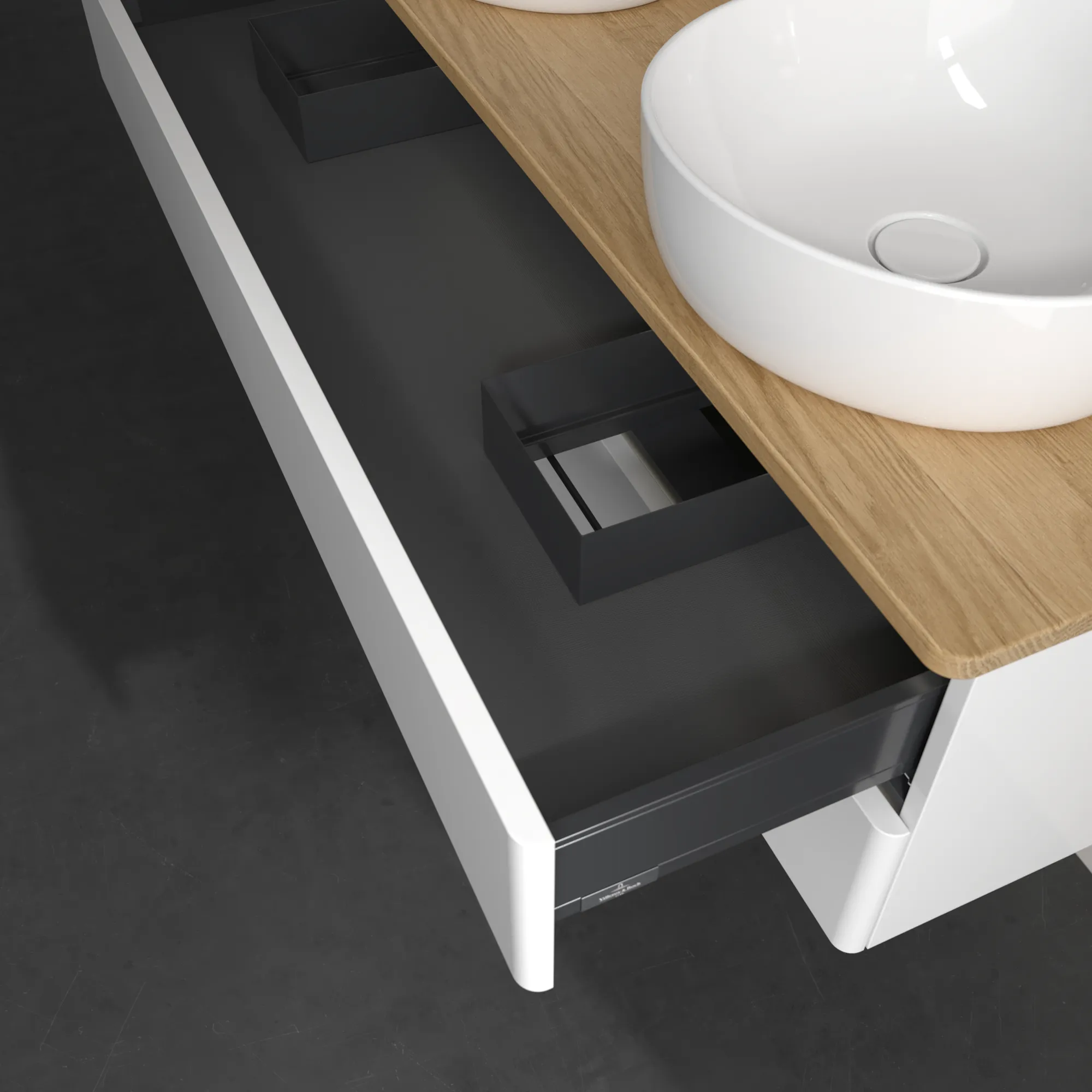 Villeroy & Boch Antao Waschbeckenunterschrank L24_1, 1200x360x500mm, Glossy White Lacquer / Honey Oak