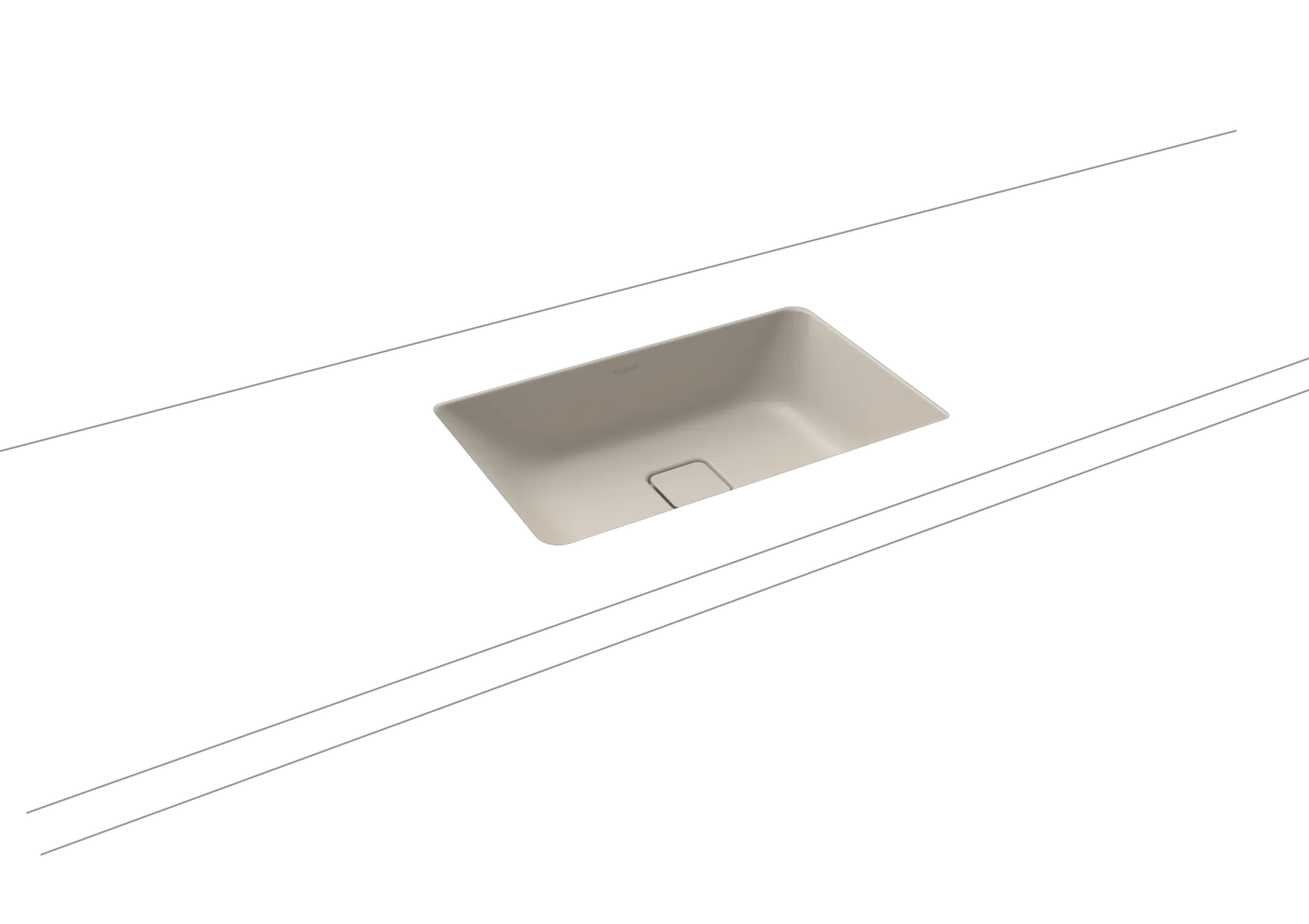 Unterbauwaschtisch „Cono“ 56,9 × 38,2 cm, ohne Überlauf, ohne Hahnlochbohrung in warm grey 10 mit Perl-Effekt