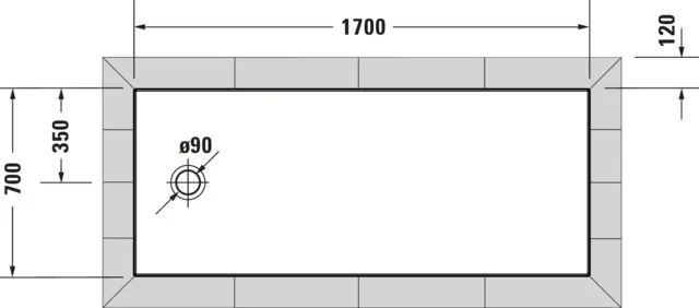 Duravit rechteck Duschwanne „Tempano“ 170 × 70 cm ohne Antislip