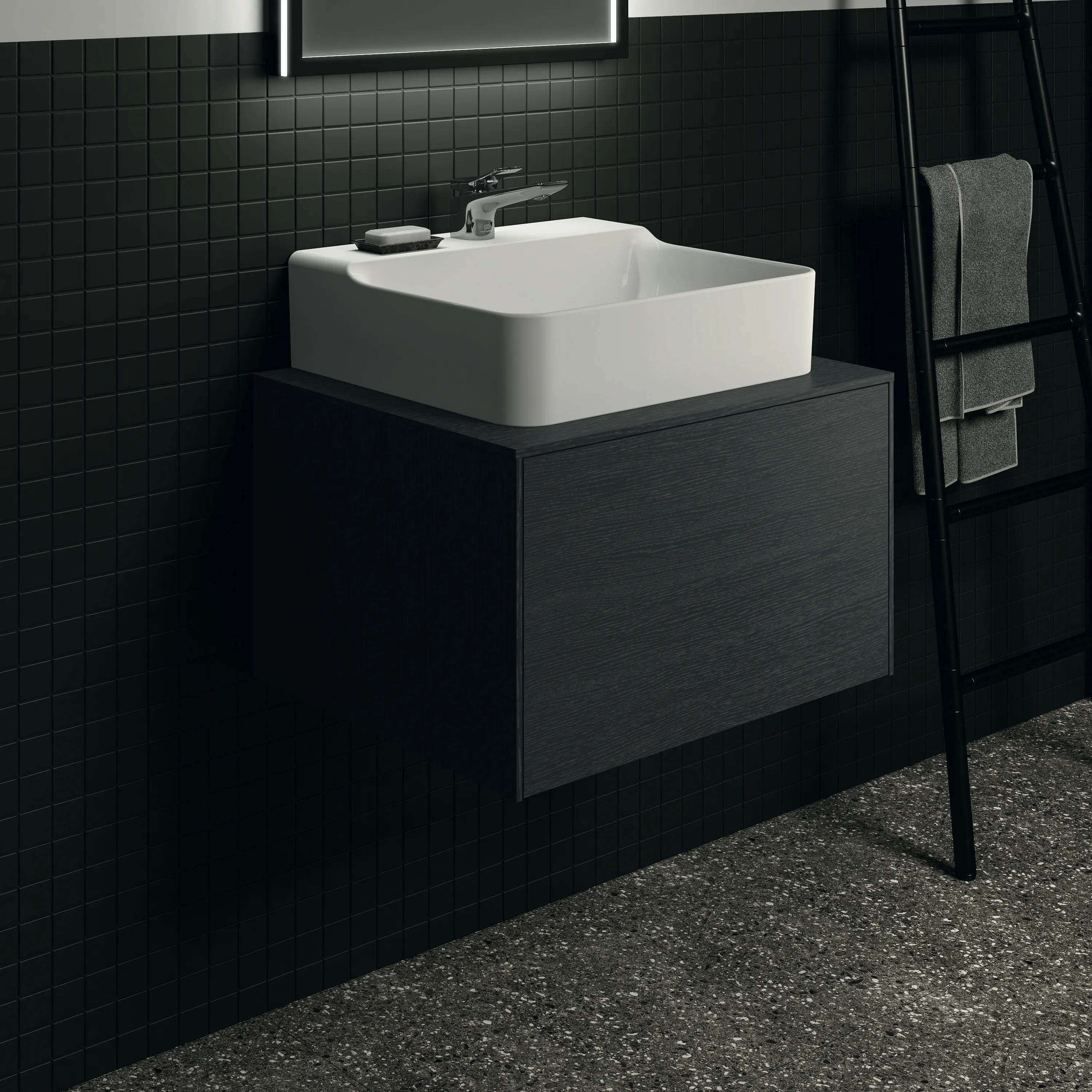 Ideal Standard Waschtischunterschrank „Conca“ 60,2 × 37 × 50,5 cm Eiche geflammt Furnier Ideal Standard Waschtischunterschrank „Conca“ 60,2 × 37 × 50,5 cm Eiche geflammt Furnier