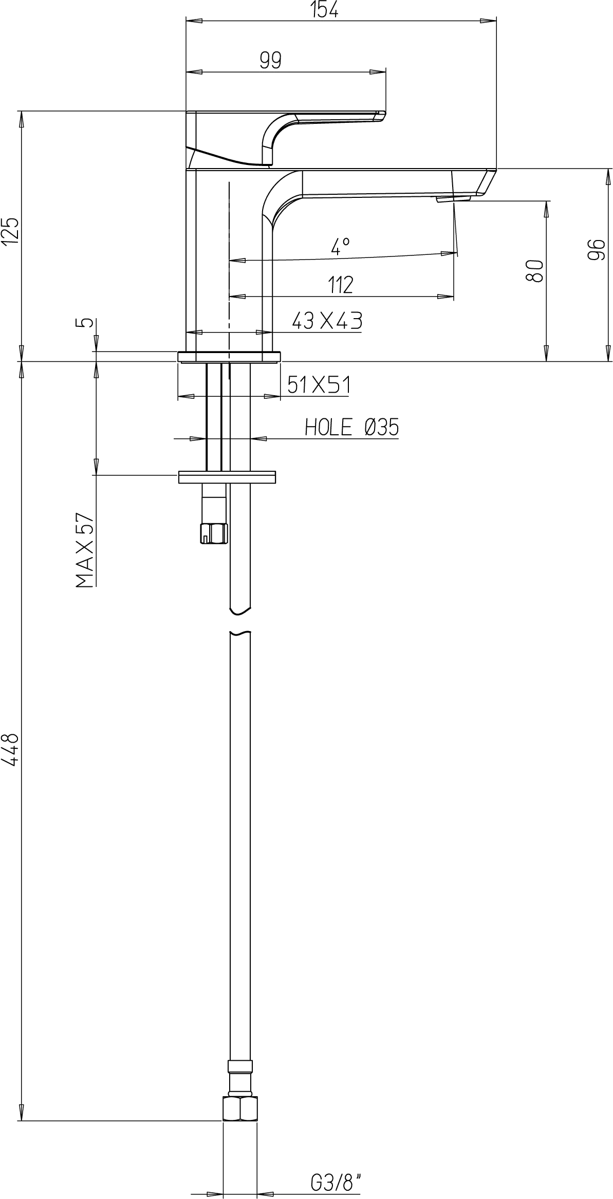 Einhand-Waschtischarmatur „Subway 3.0“ 15,4 cm Ausladung 112 mm