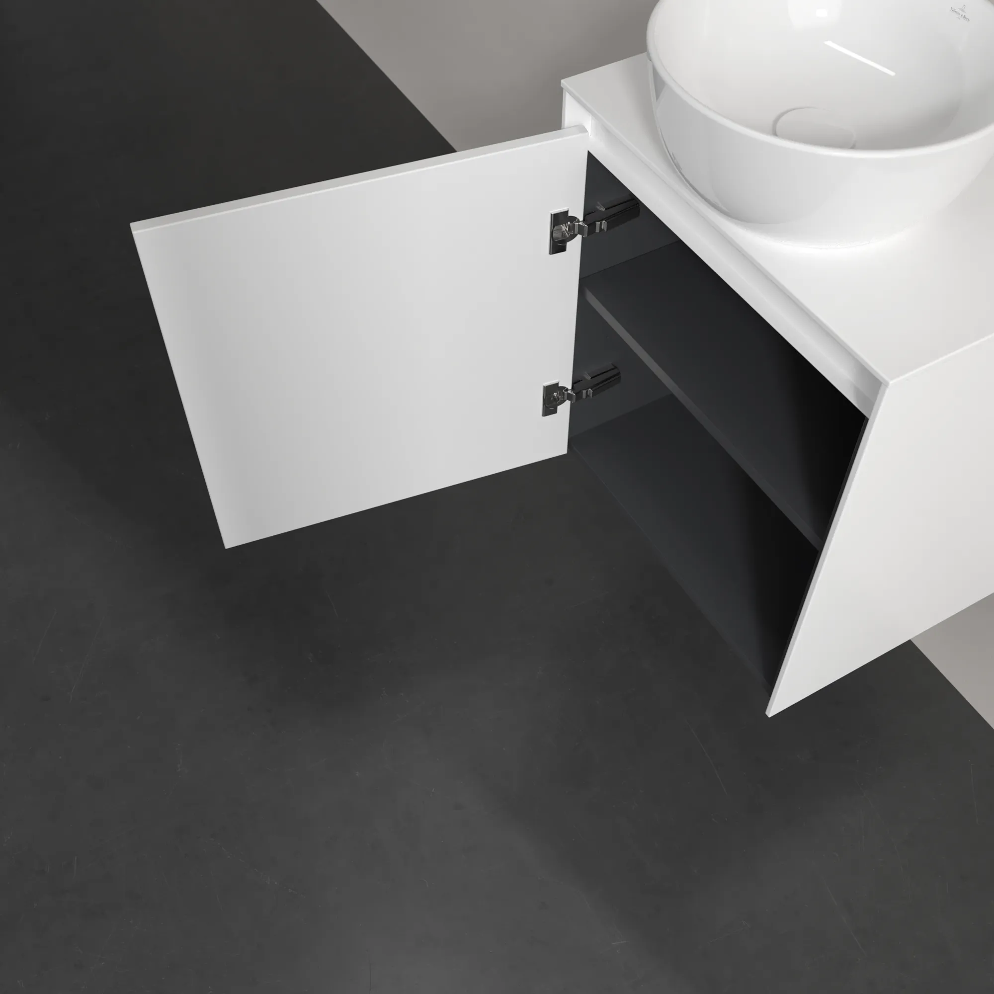 Villeroy & Boch Waschbeckenunterschrank Collaro C14800, Eckig White Matt, 500x380 mm, Höhe 548 mm, mit SoftClosing, 1 Tür, Fachboden