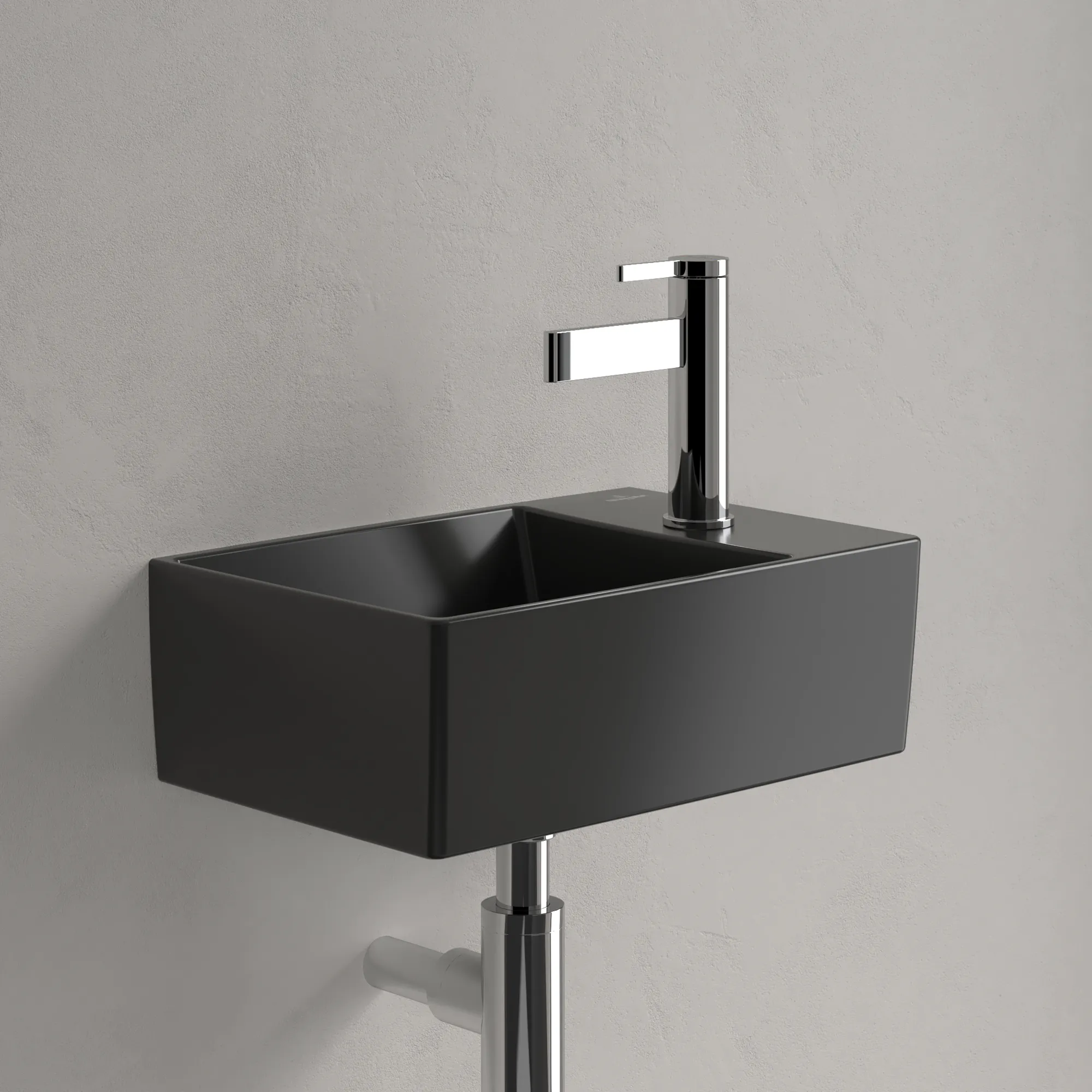 Villeroy & Boch Handwaschbecken aus TitanCeram „Memento 2.0“ 400 × 260 × 111 mm, mit Hahnlochbohrung, Hahnlochposition mittig in Pure Black Villeroy & Boch Handwaschbecken aus TitanCeram „Memento 2.0“ 400 × 260 × 111 mm, mit Hahnlochbohrung, Hahnlochposition mittig in Pure Black