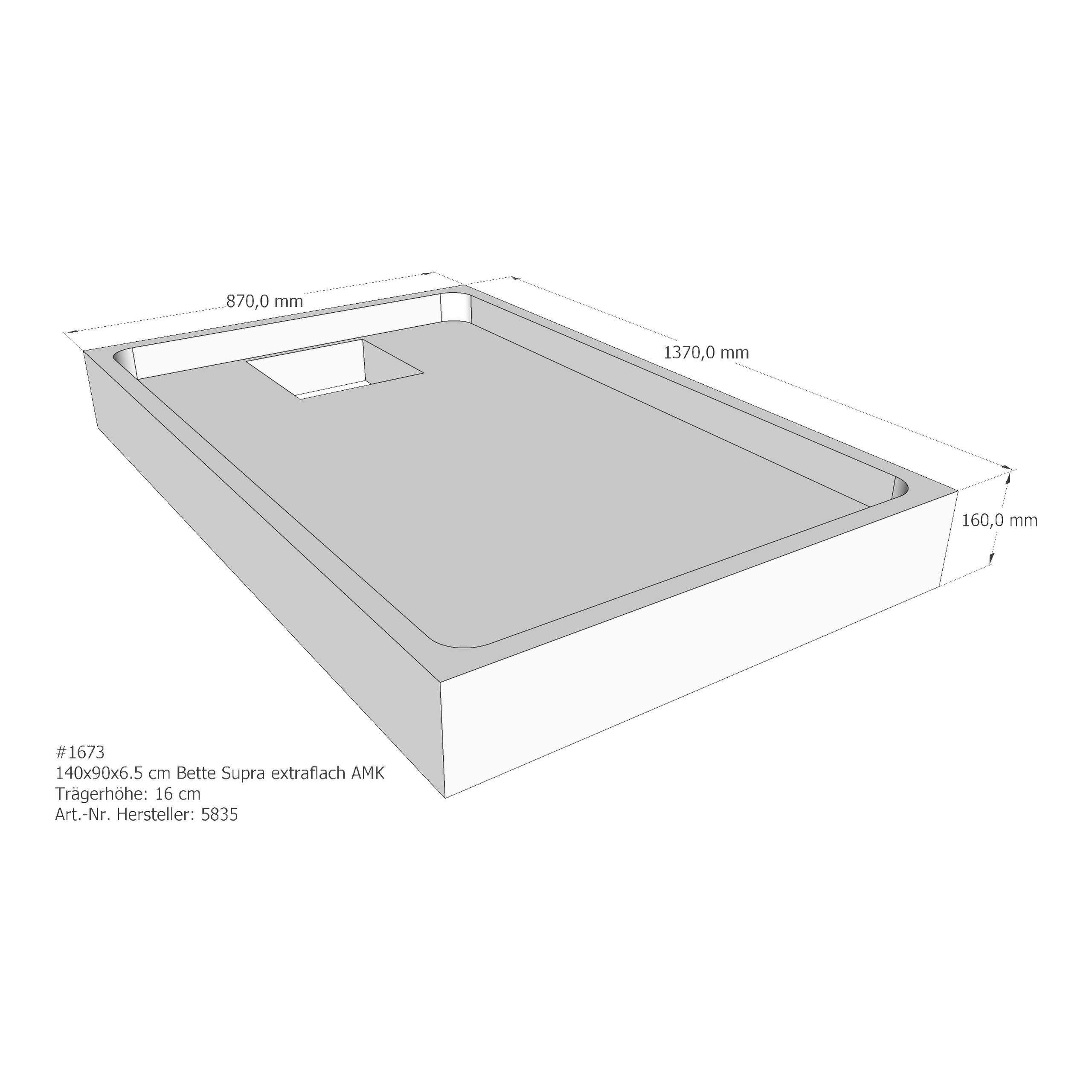 Duschwannenträger für Bette Supra (extraflach) 140 × 90 × 6,5 cm Duschwannenträger für Bette Supra (extraflach) 140 × 90 × 6,5 cm