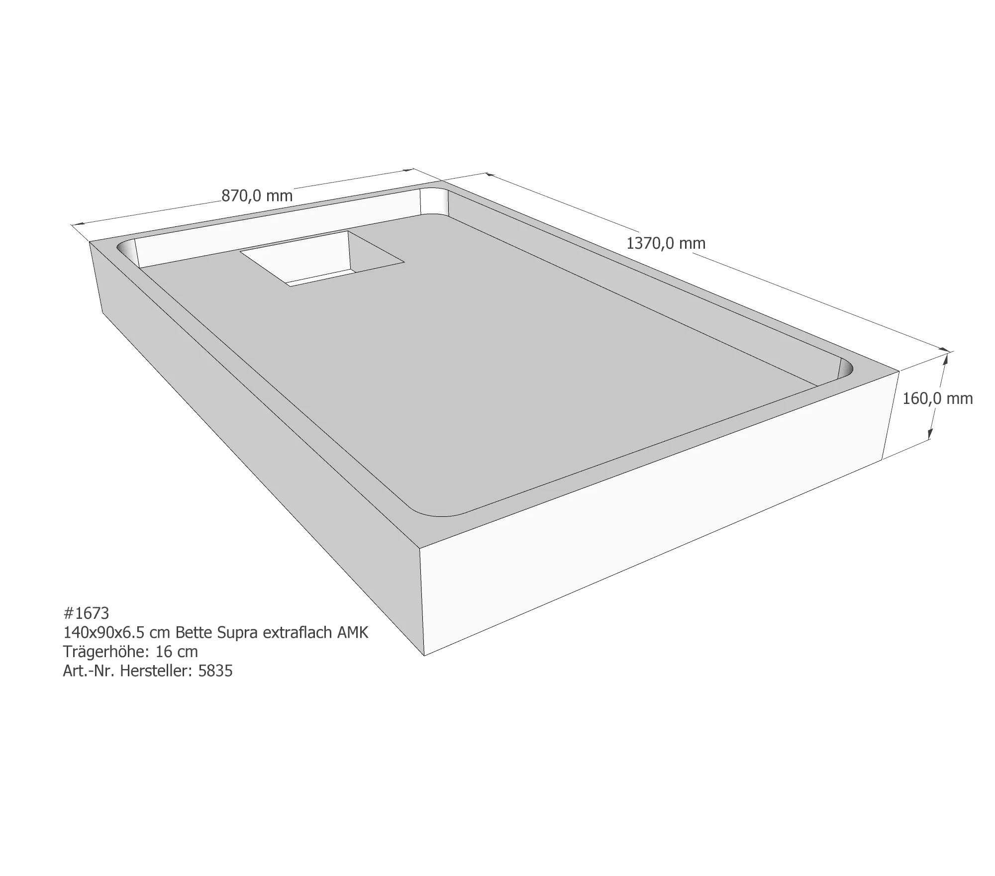 Duschwannenträger für Bette Supra (extraflach) 140 × 90 × 6,5 cm Duschwannenträger für Bette Supra (extraflach) 140 × 90 × 6,5 cm
