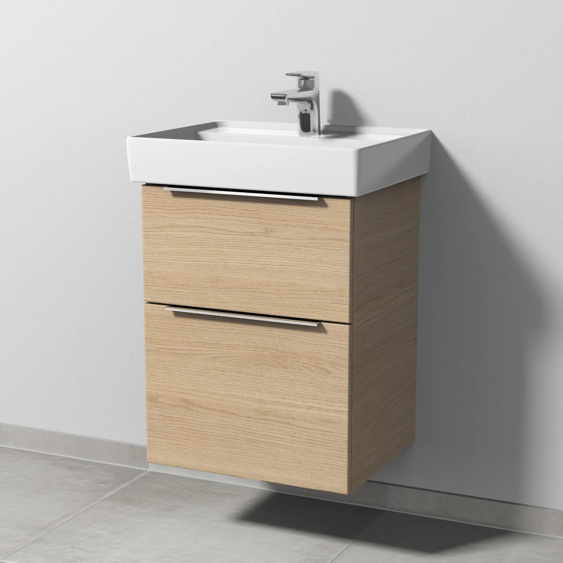 Sanipa Waschtischunterschrank „3way“ passend zu Keramik-Waschtische Collaro von Villeroy &Boch 450 × 588 × 377 mm in Eiche Nordic