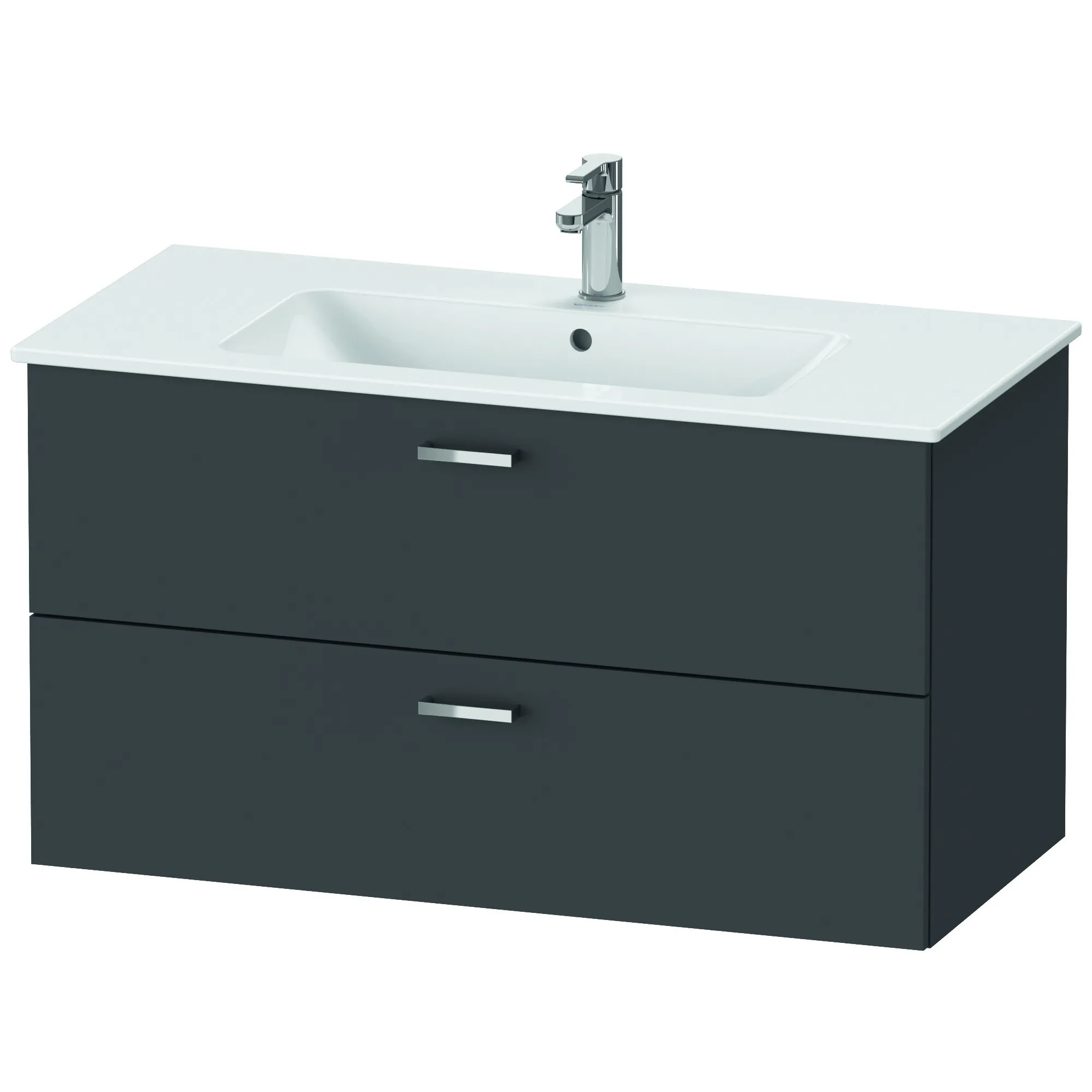 Duravit Waschtischunterschrank Möbelwaschtisch mit Waschtischunterbau und Spiegelschrank „XBase“ 103 × 200 × 49 cm in Graphit Matt