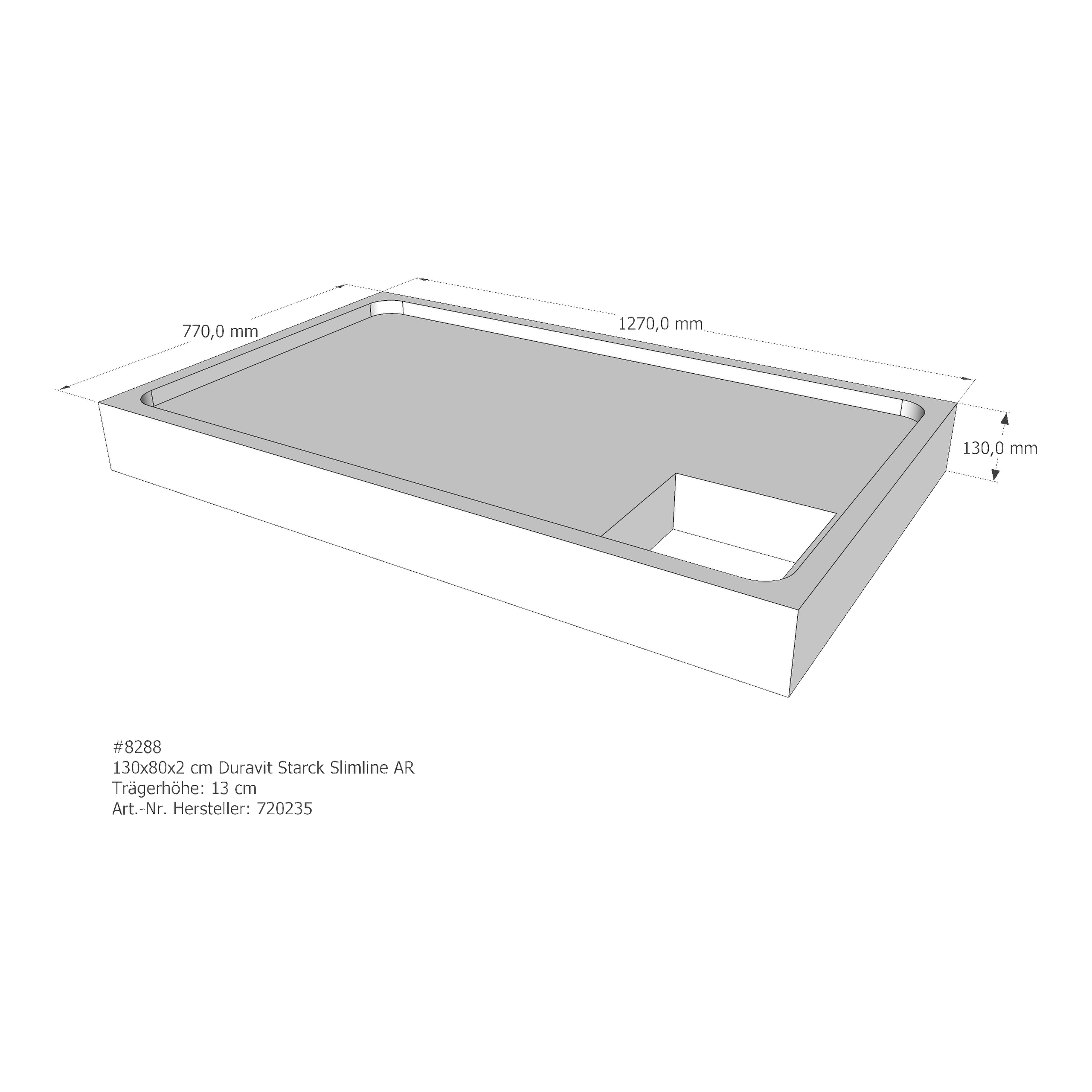 Duschwannenträger für Duravit Starck Slimline 130 × 80 × 2 cm Duschwannenträger für Duravit Starck Slimline 130 × 80 × 2 cm
