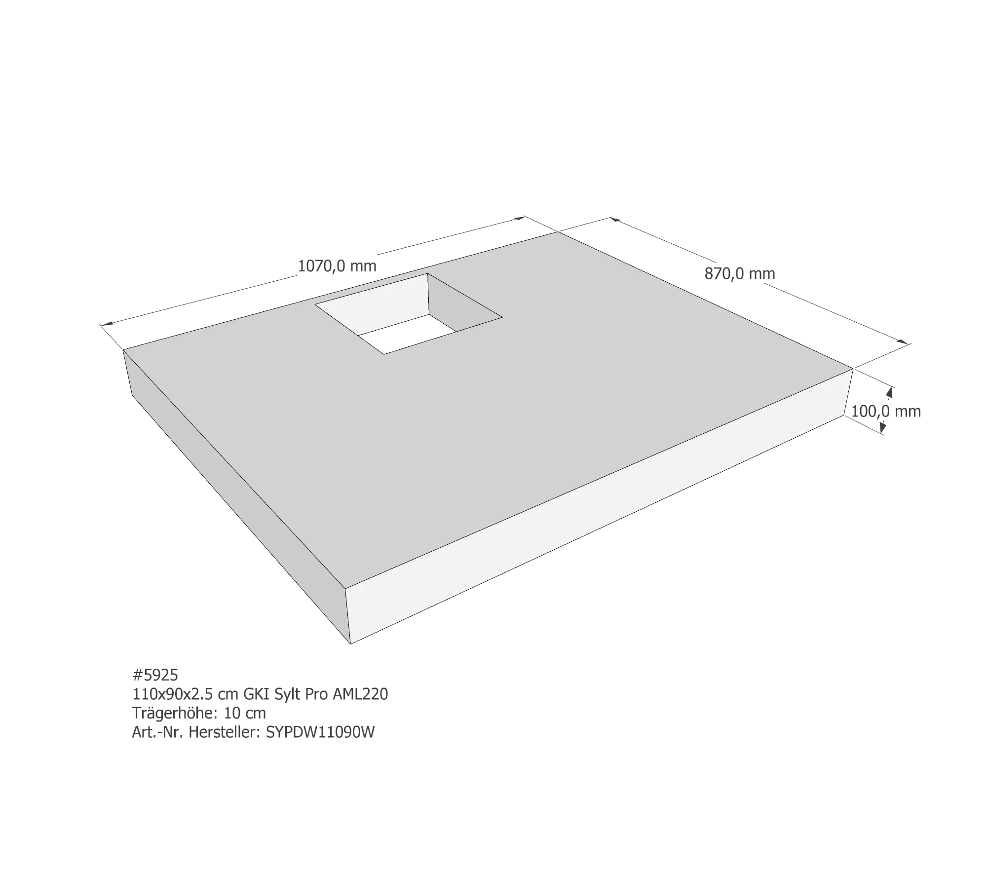 Duschwannenträger passend für GKI Sylt Pro 110 × 90 × 2,5 cm Duschwannenträger passend für GKI Sylt Pro 110 × 90 × 2,5 cm