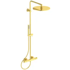 Ideal Standard Ceratherm T125 Duschsystem mit Badethermostat Pin-Griffe Brushed Gold