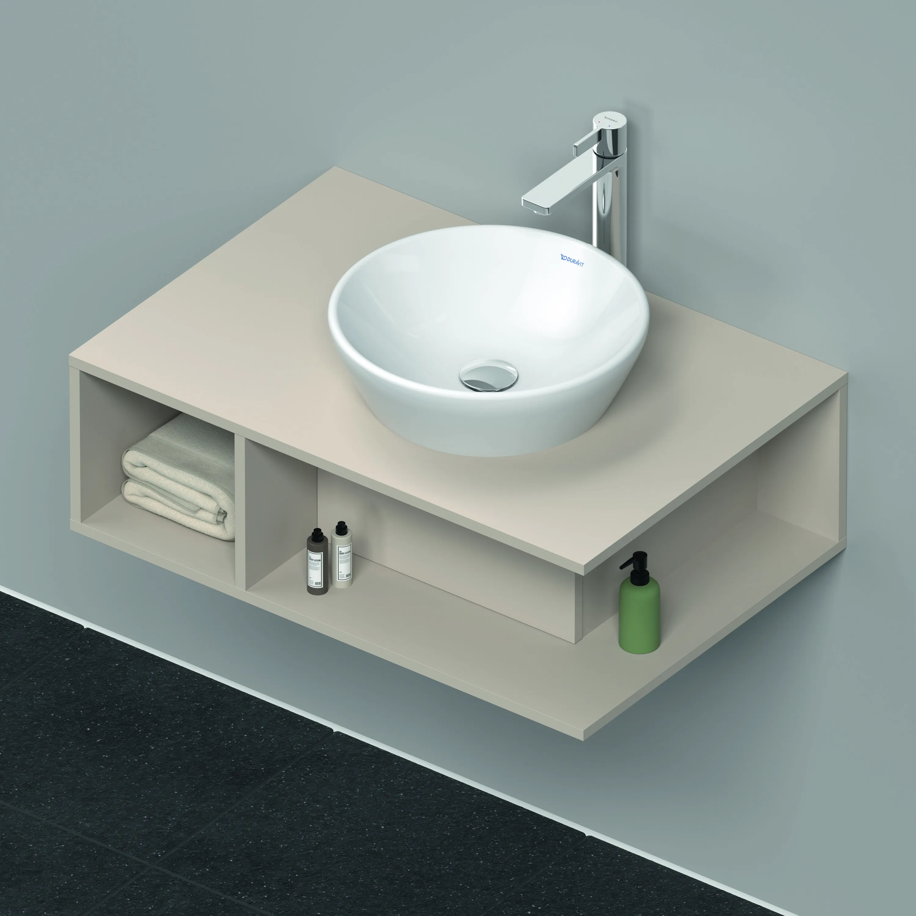 Duravit Waschtischunterschrank wandhängend „D-Neo“ 80 × 26 × 55 cm Taupe Matt