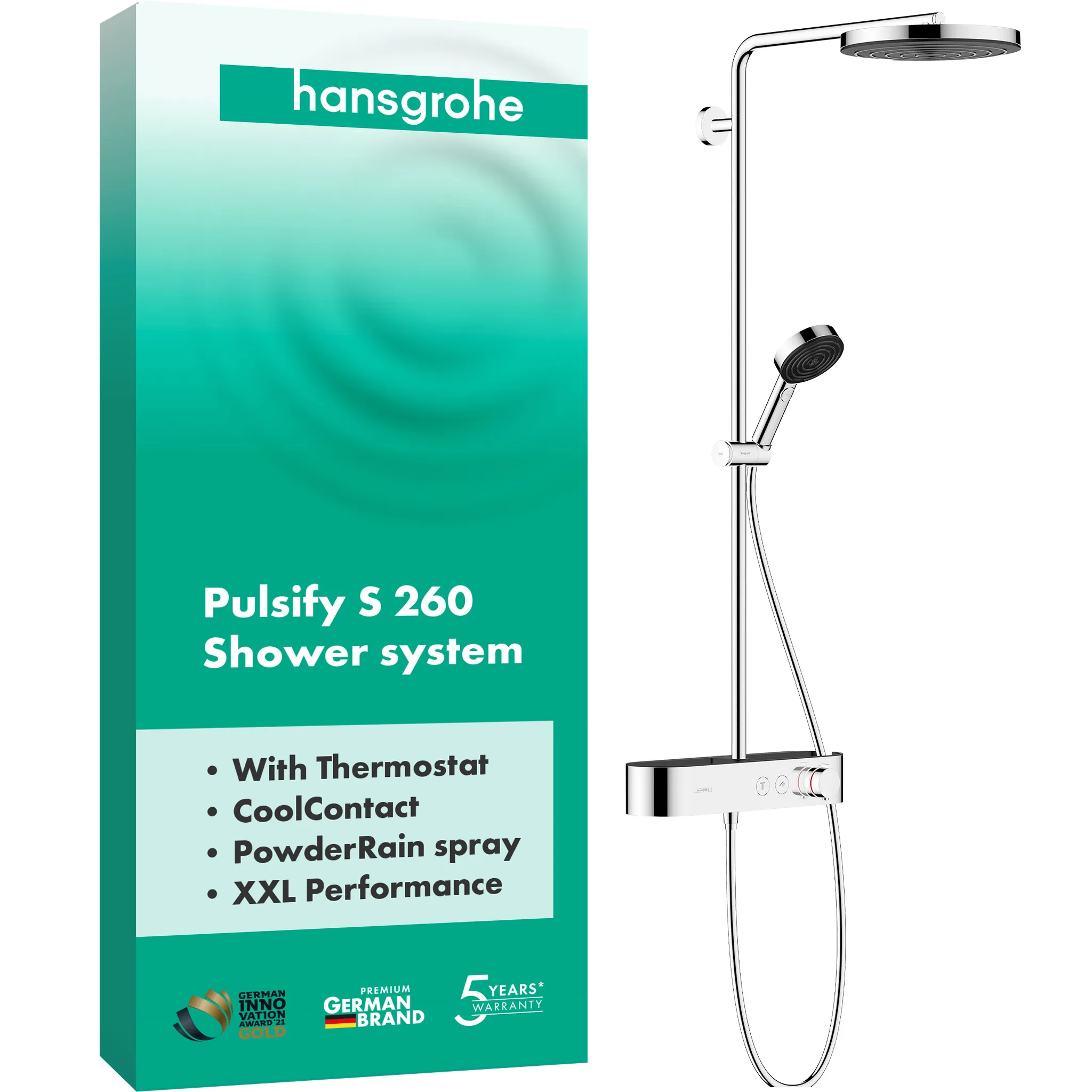 Showerpipe Pulsify 260 1jet mit Brausethermostat Aufputz chrom