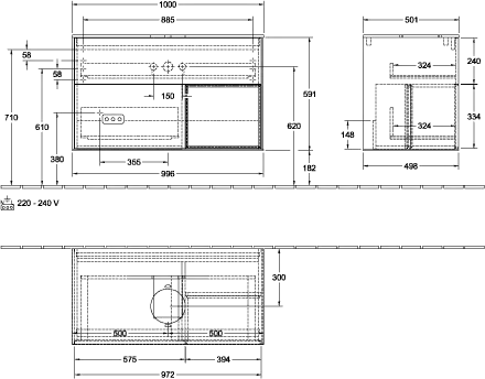 Villeroy & Boch Waschtischunterschrank „Finion“ für Schrankwaschtisch 1000 × 603 × 501 mm Silk Grey Matt Lacquer, für Becken mittig, ohne Hahnlochbohrung Villeroy & Boch Waschtischunterschrank „Finion“ für Schrankwaschtisch 1000 × 603 × 501 mm Silk Grey Matt Lacquer, für Becken mittig, ohne Hahnlochbohrung