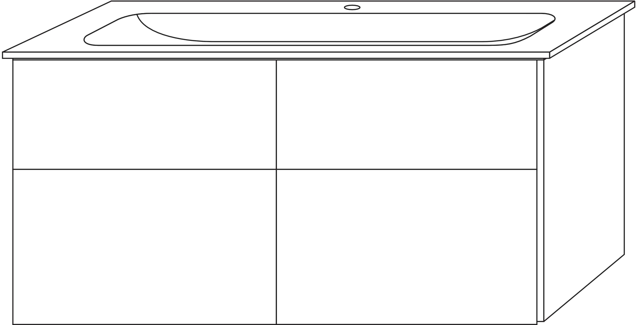 Sanipa Keramik-Waschtisch-Set mit Waschtischunterschrank „3way“ 119 × 49,7 × 58,2 cm in Linde-Hell, mittig