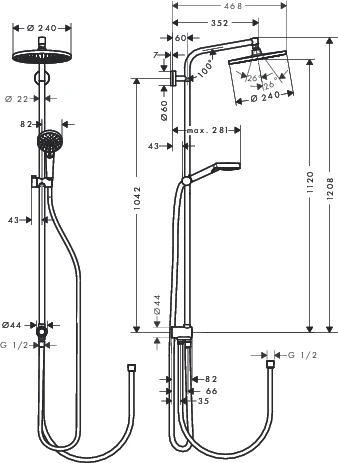 Showerpipe Crometta S 240 Reno EcoSmart chrom