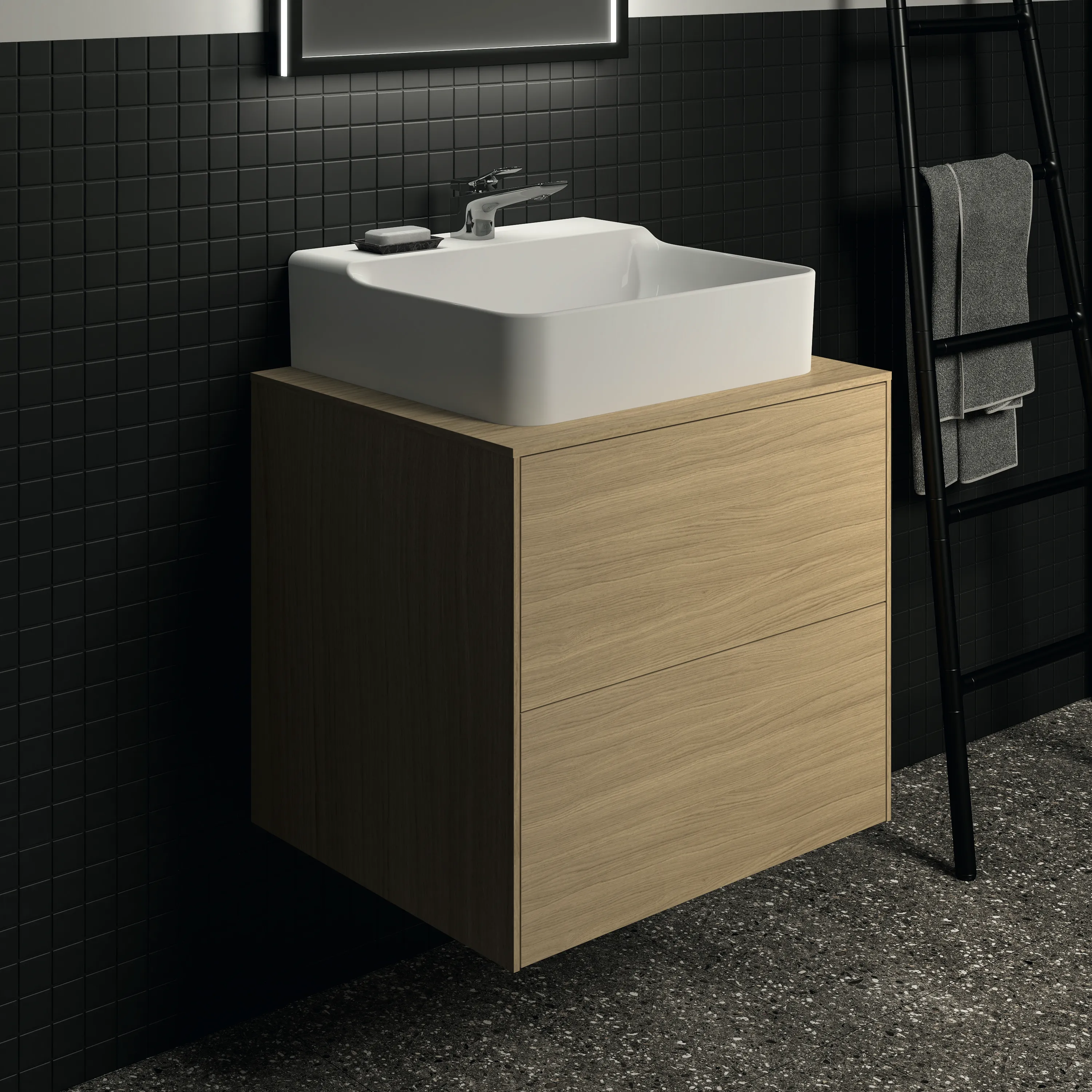 Ideal Standard Waschtischunterschrank „Conca“ 60,2 × 55 × 50,5 cm Eiche hell Furnier Ideal Standard Waschtischunterschrank „Conca“ 60,2 × 55 × 50,5 cm Eiche hell Furnier