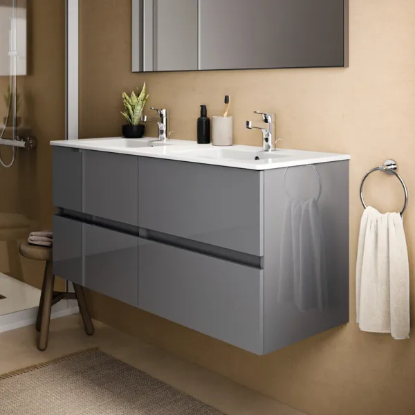 Ideal Standard Waschtischunterschrank „Eurovit+“ 120 × 55 × 44 cm Hochglanz grau lackiert
