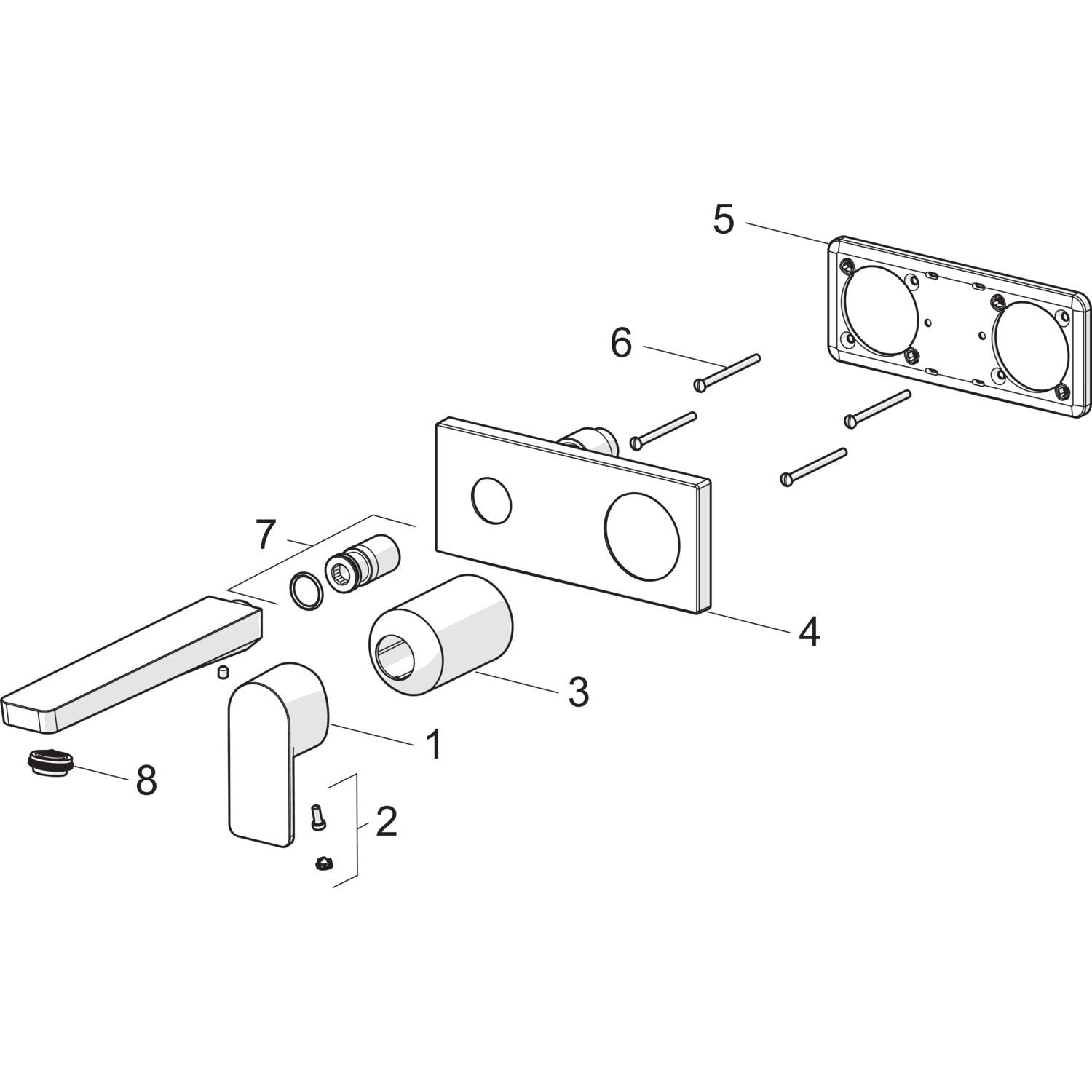 HA Einhebelmischer Fertigset für Waschtisch-Batterie HANSASTELA 4490 Rosette eckig Ausladung 214mm Chrom