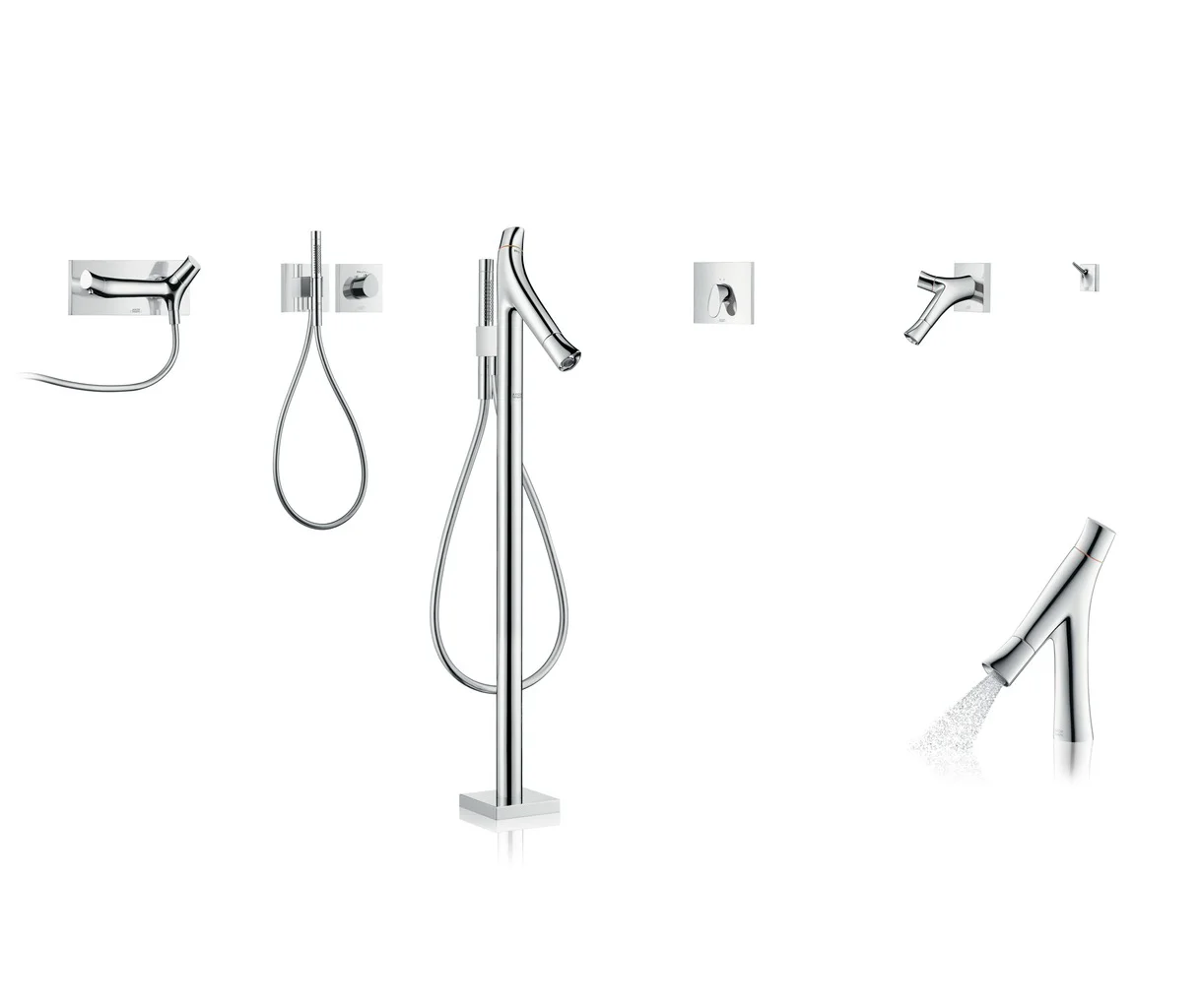 Hansgrohe AXOR Starck Portereinheit mit Stabhandbrause, Chrom, Brausekopf 68 x 24 mm, Schlauchlänge 1.250 mm