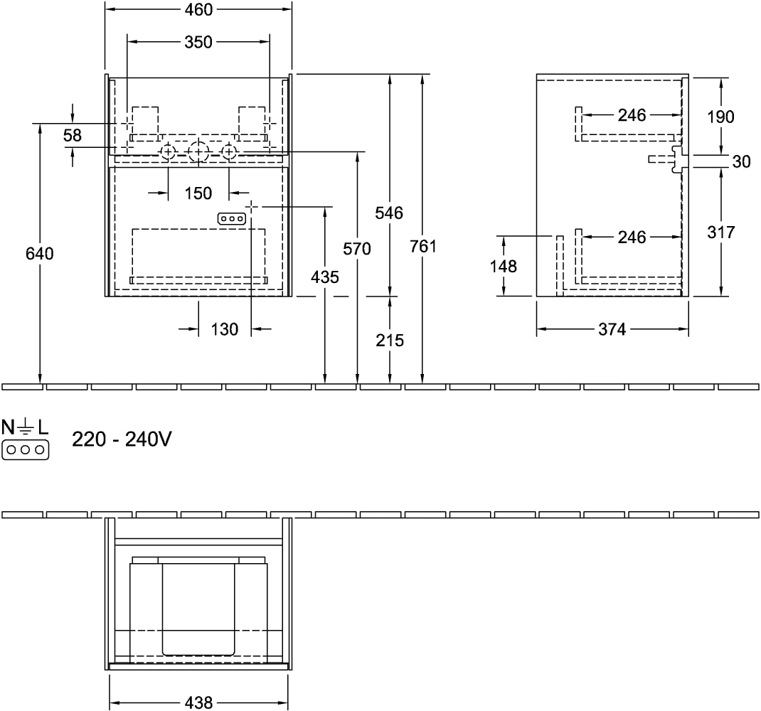 Villeroy & Boch Waschtischunterschrank „Collaro“ 460 × 546 × 374 mm Stone Oak, für Becken mittig, ohne Beleuchtung Villeroy & Boch Waschtischunterschrank „Collaro“ 460 × 546 × 374 mm Stone Oak, für Becken mittig, ohne Beleuchtung