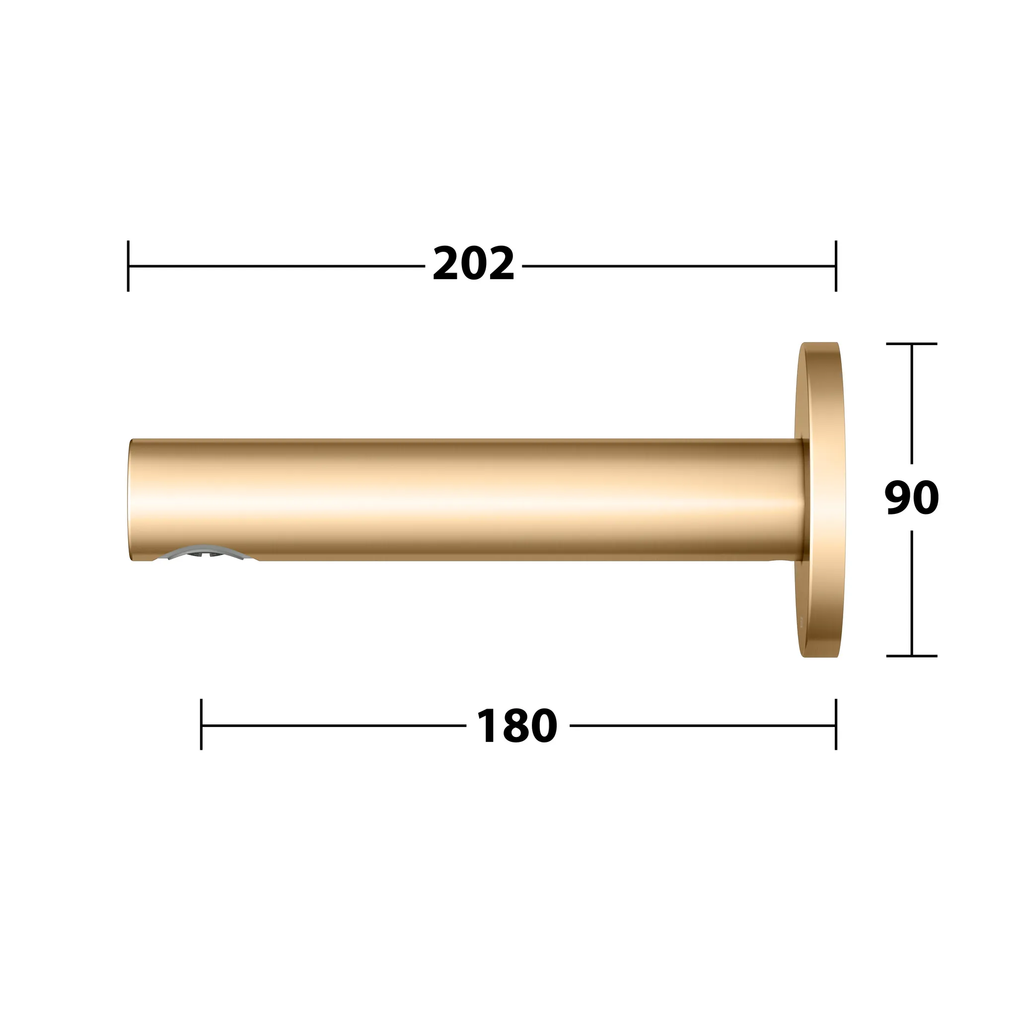 IXMO Wanneneinlauf DN15 Ausladung 180 mm Messing gebürstet rund