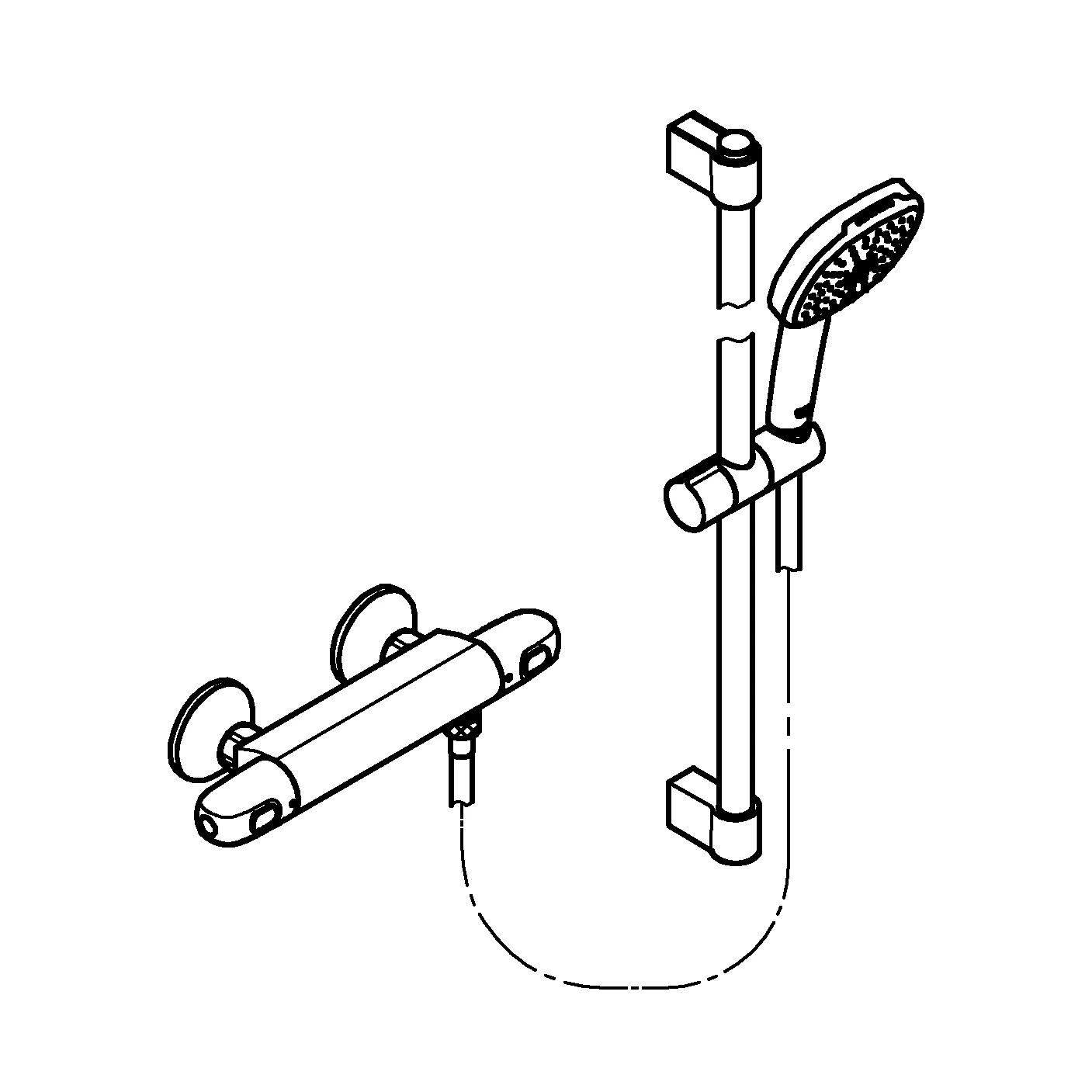 Thermostat-Brausebatterie Grohtherm 1000 34820_5, mit Tempesta Brausestangenset 600mm, 2 Strahlarten: Rain/Jet, chrom