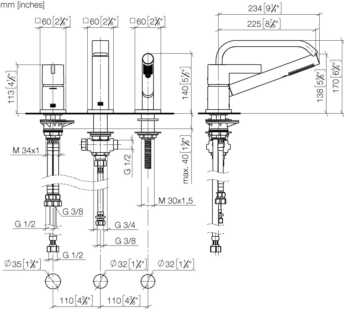 Wannen-Dreiloch-Einhandbatterie für Wannenrand- bzw. Fliesenrandmontage IMO Chrom 27412670 Wannen-Dreiloch-Einhandbatterie für Wannenrand- bzw. Fliesenrandmontage IMO Chrom 27412670