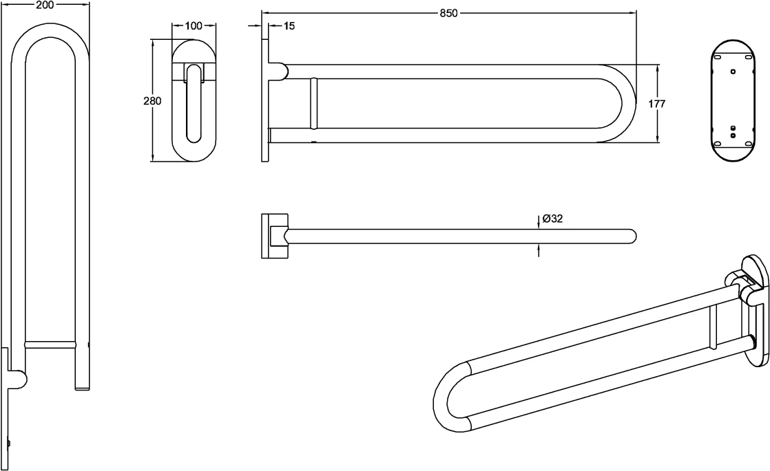 Villeroy & Boch ViCare Klappgriff Funktional, Aluminium, 68 Weiß