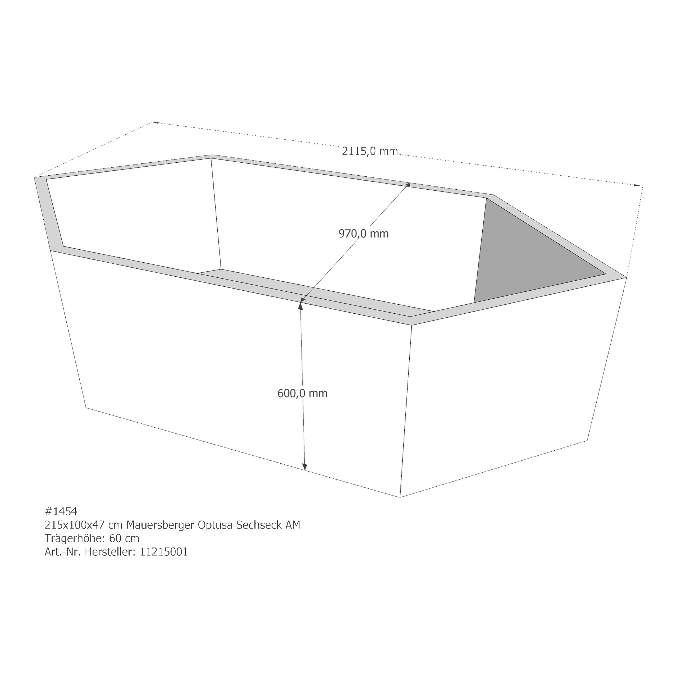 Badewannenträger für Mauersberger Optusa 215 × 100 × 47 cm Badewannenträger für Mauersberger Optusa 215 × 100 × 47 cm
