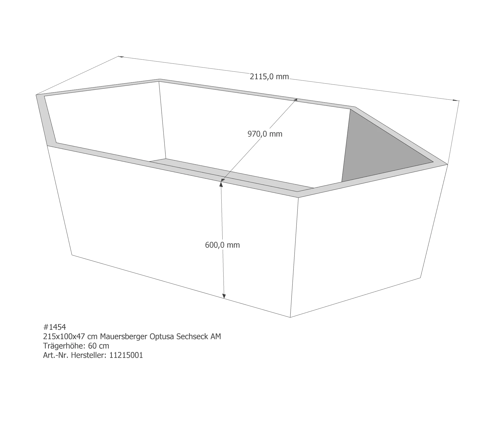 Badewannenträger für Mauersberger Optusa 215 × 100 × 47 cm Badewannenträger für Mauersberger Optusa 215 × 100 × 47 cm