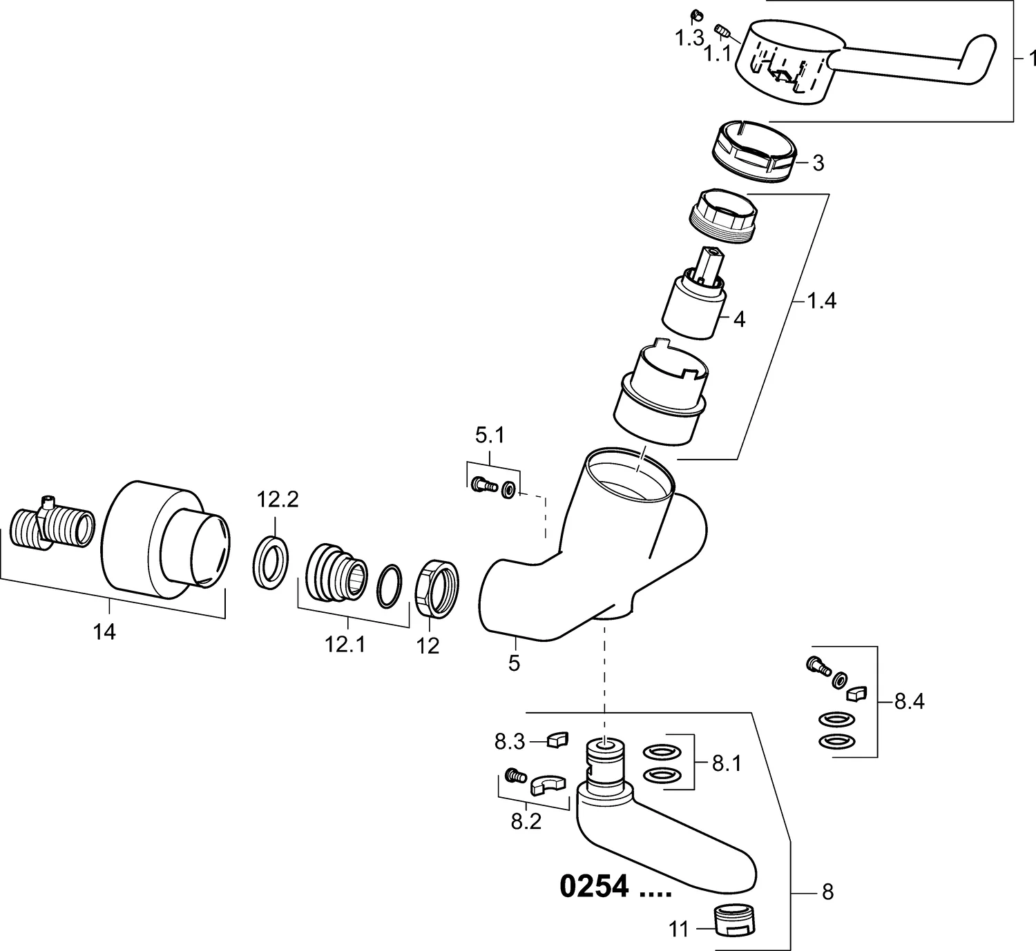 HansaMEDIPRO Einhebelmischer Waschtischbatterie HansaMEDIPRO 0256 Ausladung 246 mm DN15 Chrom