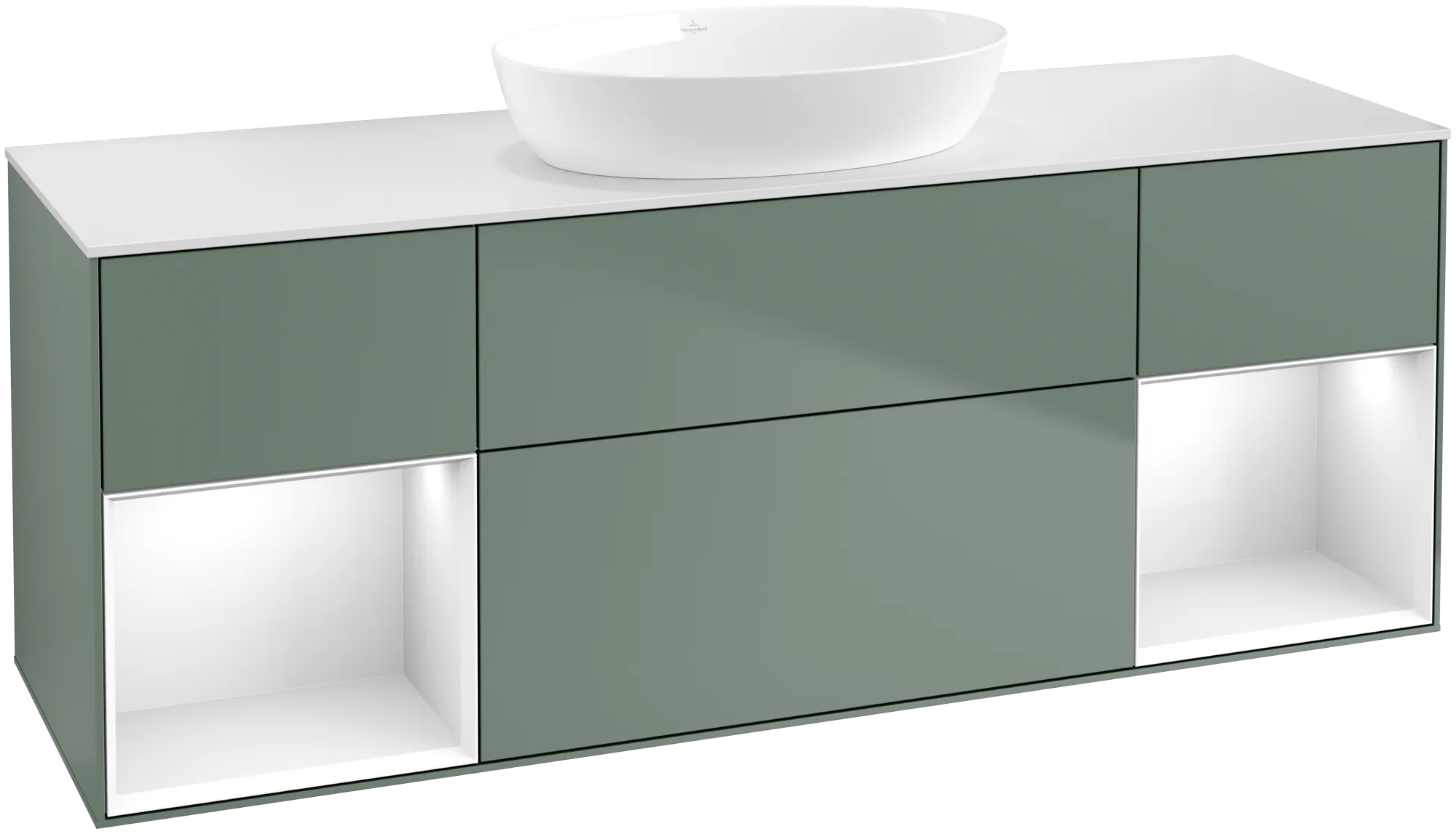 Villeroy & Boch Finion Waschbeckenunterschrank GD0 1600x603x501mm Olive Matt Lacquer/Glossy White Lacquer/Glass White Matt