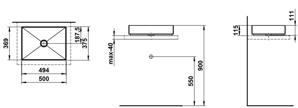 Laufen Waschtisch-Schale METAPHOR Aufsatz rechteckig ohne Armaturenloch ohne Überlauf 500 x 375 x 115 mm in Weiß matt Laufen Waschtisch-Schale METAPHOR Aufsatz rechteckig ohne Armaturenloch ohne Überlauf 500 x 375 x 115 mm in Weiß matt