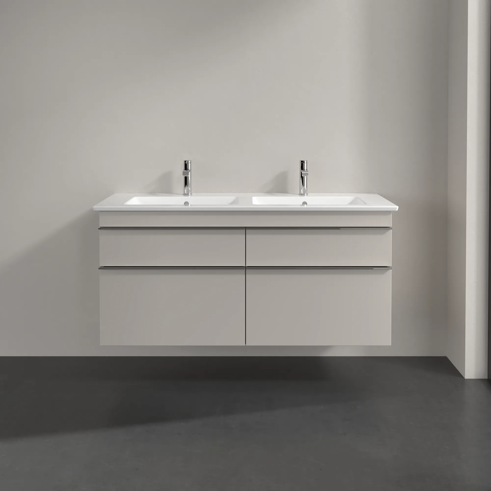 Villeroy & Boch Waschtischunterschrank „Venticello“ für Schrank-Doppelwaschtisch 125,3 × 59 × 50,2 × 50,2 cm Cashmere Grey, mittig