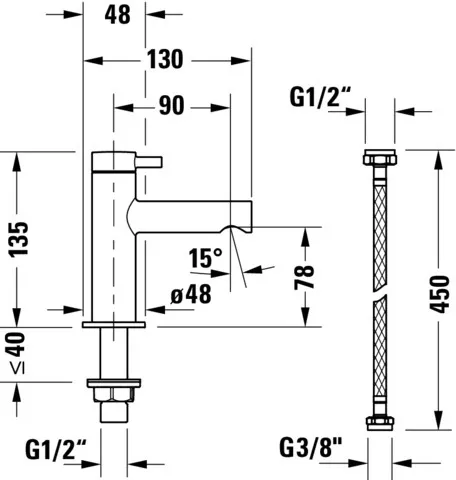 Duravit Standventil „Circle“ Ausladung 90 mm in Chrom Duravit Standventil „Circle“ Ausladung 90 mm in Chrom
