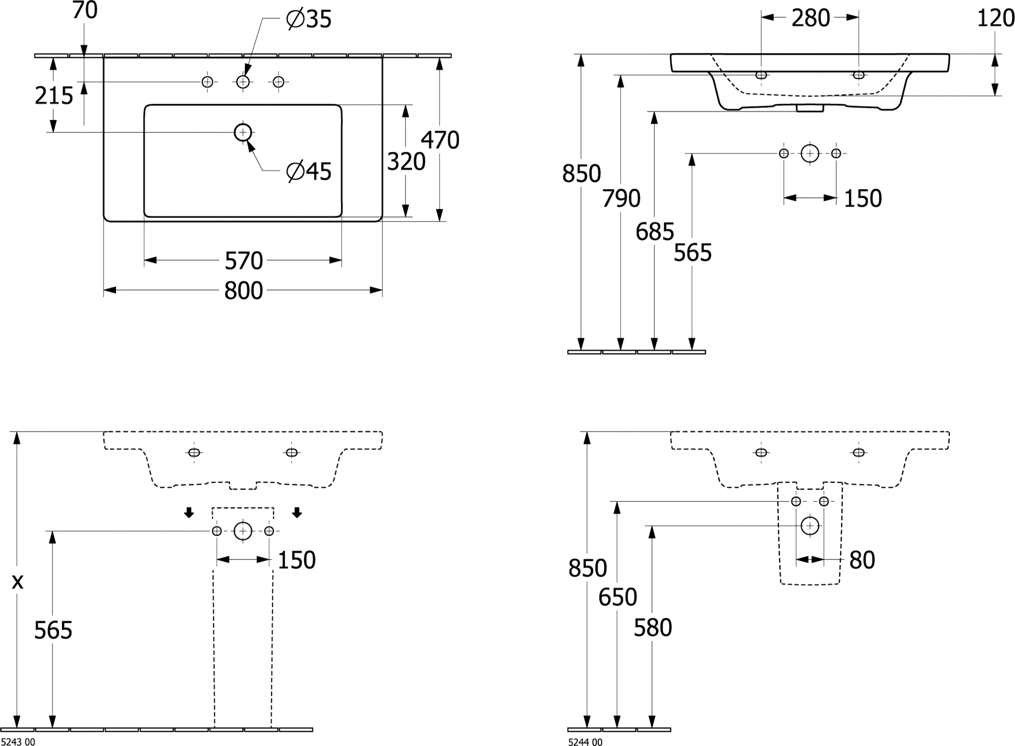 Villeroy & Boch Subway 2.0 Ablaufhaube Pergamon CeramicPlus 315x200x290mm