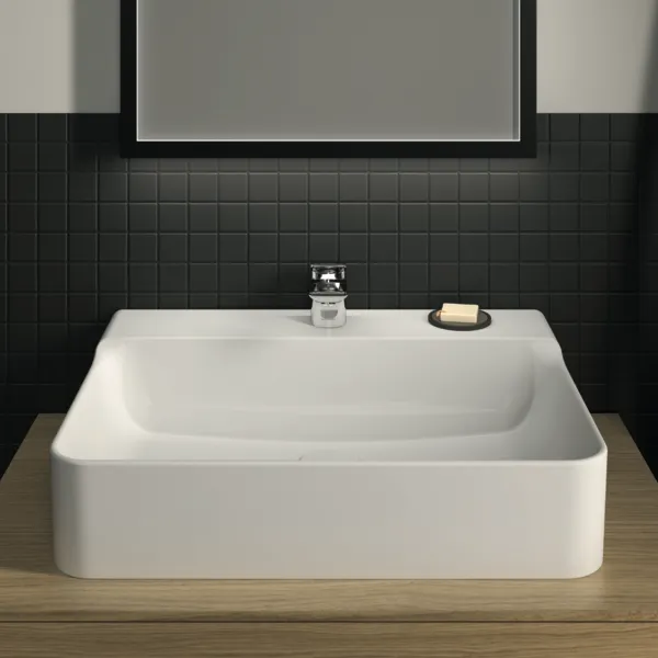 Waschbecken „Conca“ 60 × 45 × 14,5 cm, Hahnlochposition mittig in Weiß Waschbecken „Conca“ 60 × 45 × 14,5 cm, Hahnlochposition mittig in Weiß