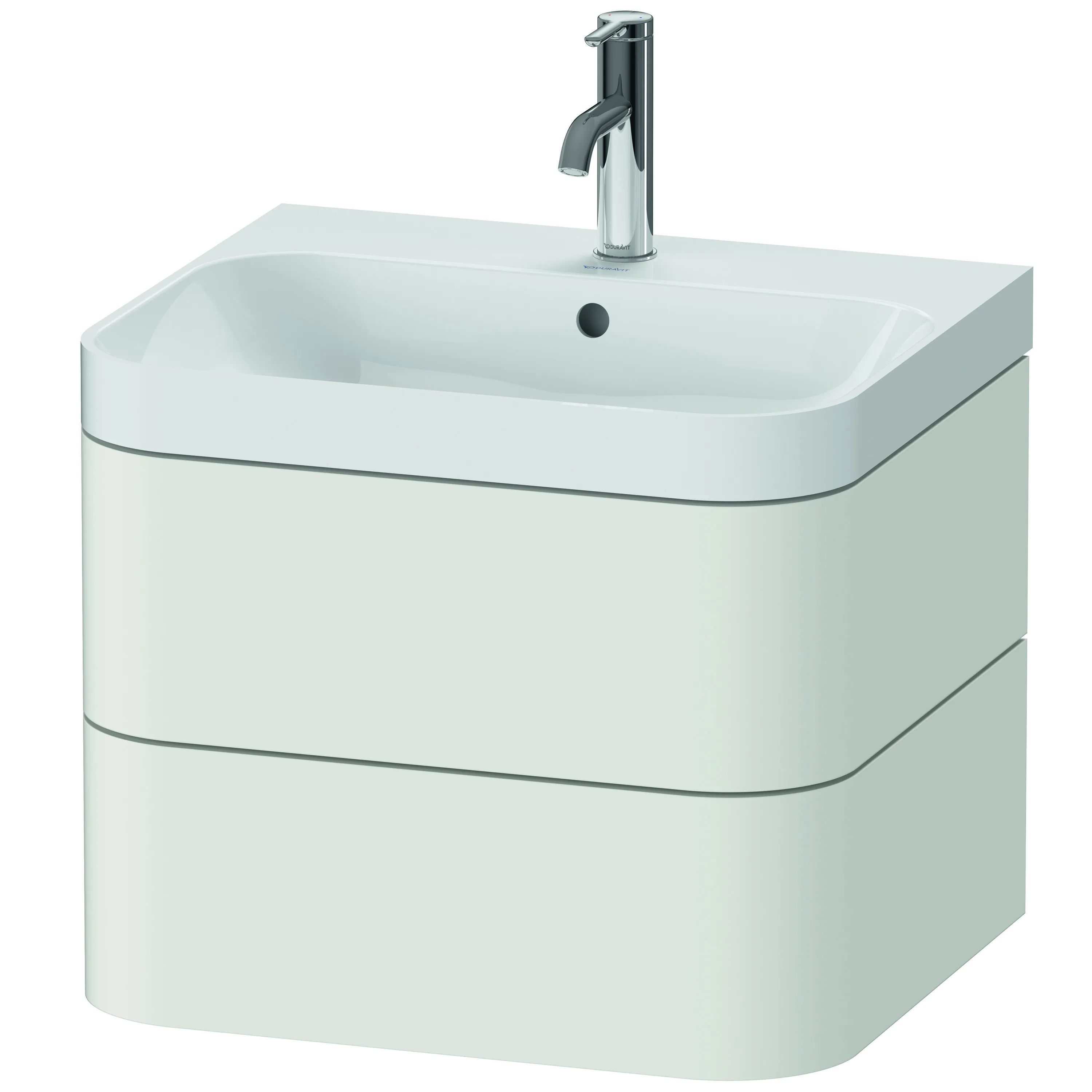 Duravit Waschtischunterschrank c-shaped Set wandhängend „Happy D.2 Plus“ 57,5 × 48 × 49 cm Nordic Weiß Seidenmatt