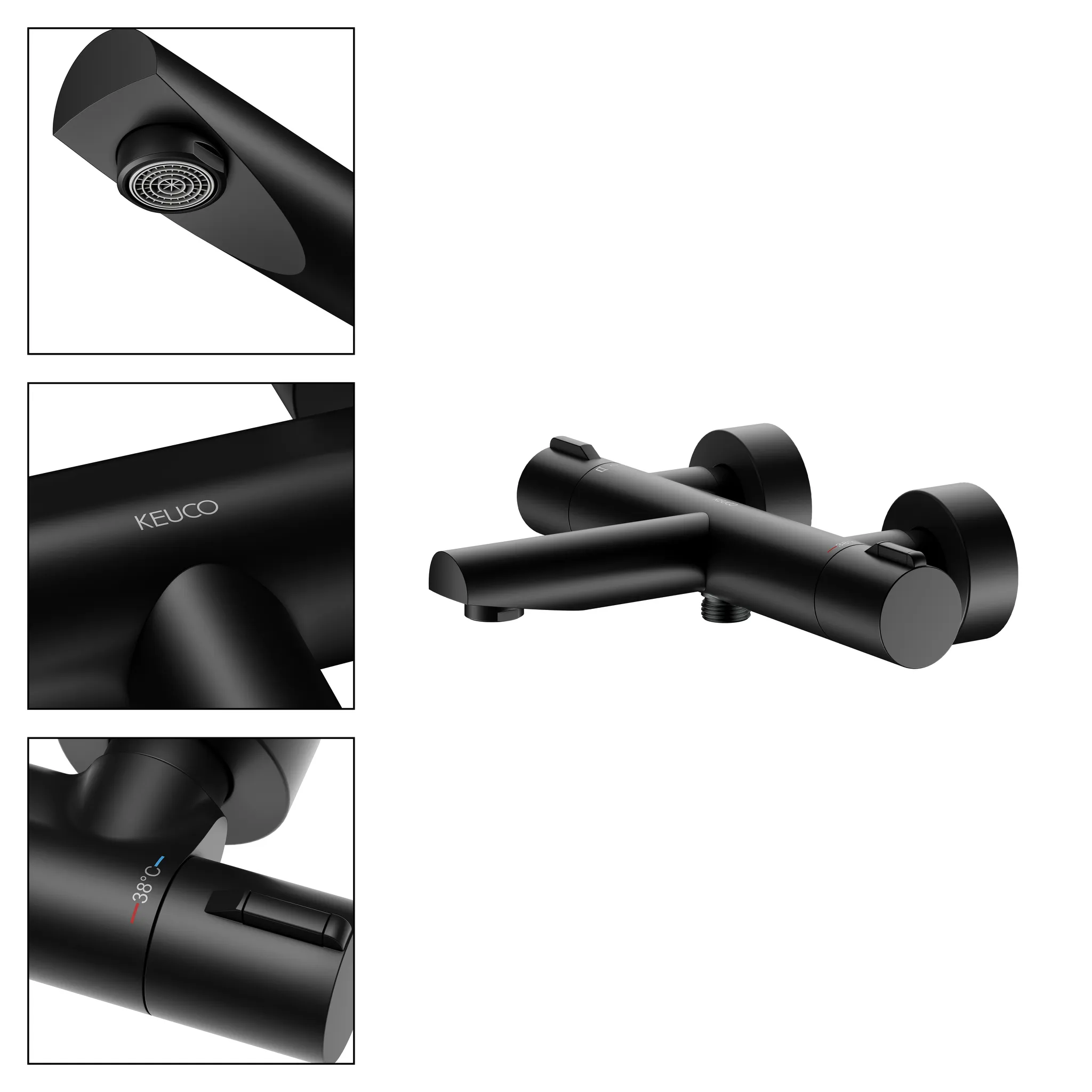 Plan blue Thermostat-Wannenarmatur Aufputz schwarz matt Plan blue Thermostat-Wannenarmatur Aufputz schwarz matt