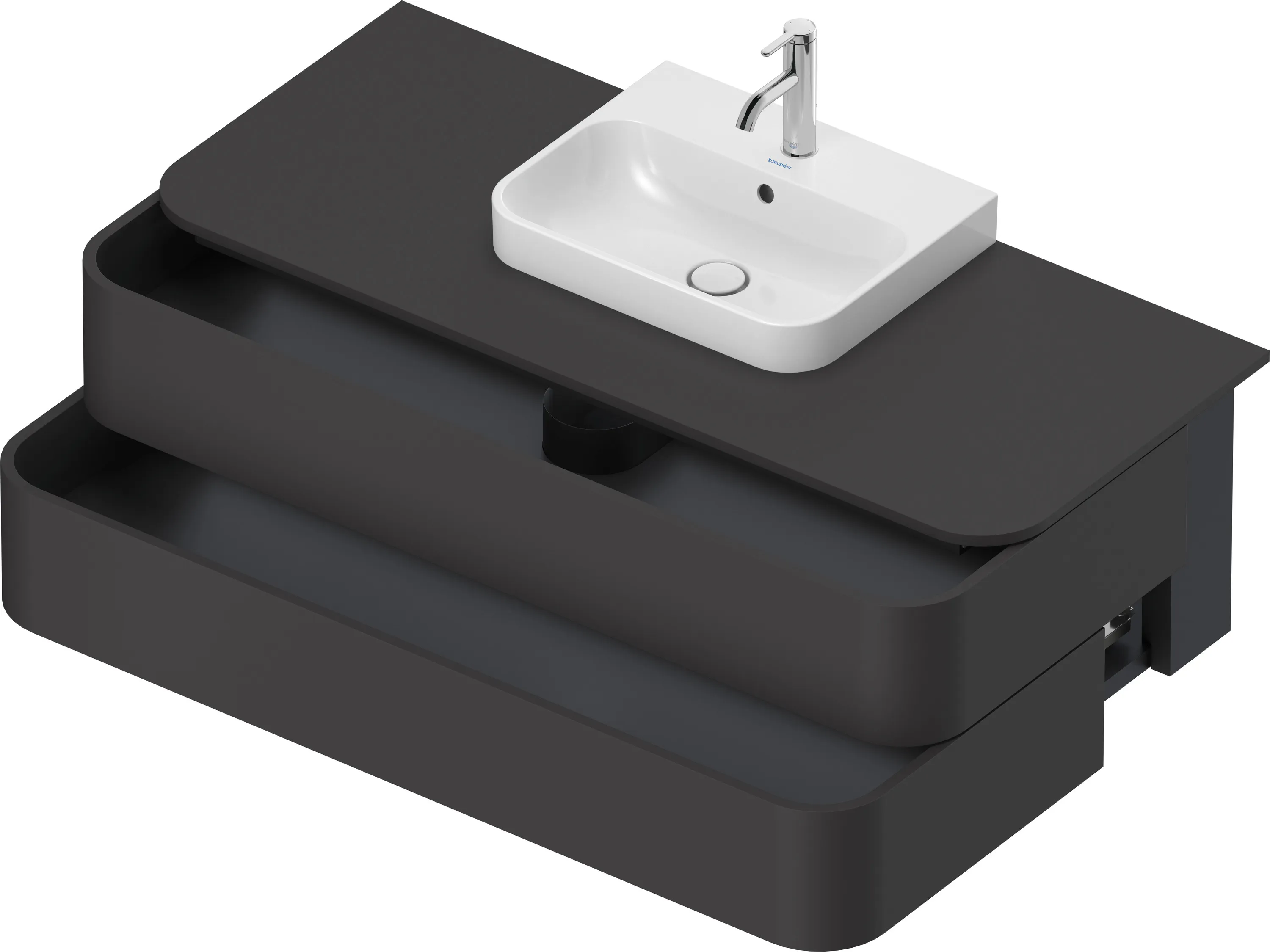 Duravit Waschtischunterschrank wandhängend „Happy D.2 Plus“ 130 × 40,8 × 55 cm Graphit Supermatt Duravit Waschtischunterschrank wandhängend „Happy D.2 Plus“ 130 × 40,8 × 55 cm Graphit Supermatt