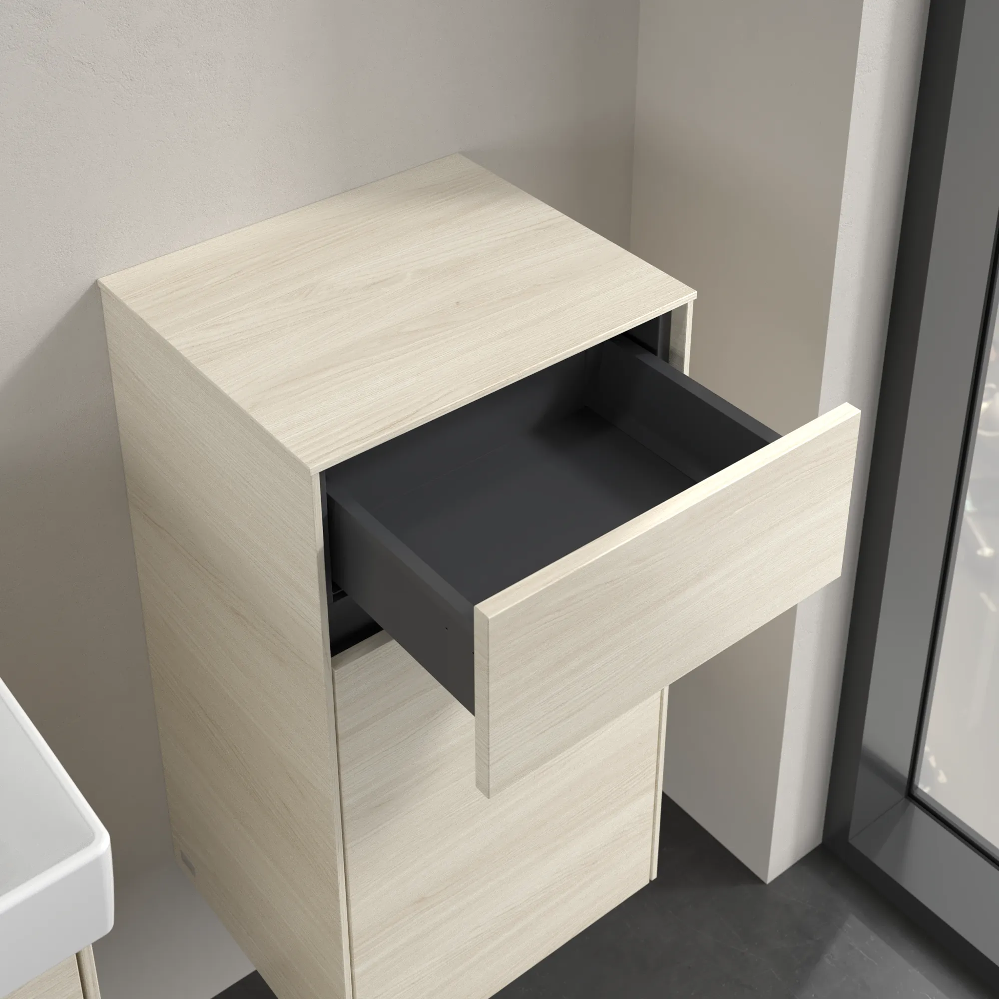 Villeroy & Boch Seitenschrank „Collaro“ 1 Tür, 1 Auszug / Schublade 40,4 × 74,8 × 34,9 cm 1 Tür, Anschlag (Scharnier) rechts, 1 Auszug / Schublade Villeroy & Boch Seitenschrank „Collaro“ 1 Tür, 1 Auszug / Schublade 40,4 × 74,8 × 34,9 cm 1 Tür, Anschlag (Scharnier) rechts, 1 Auszug / Schublade