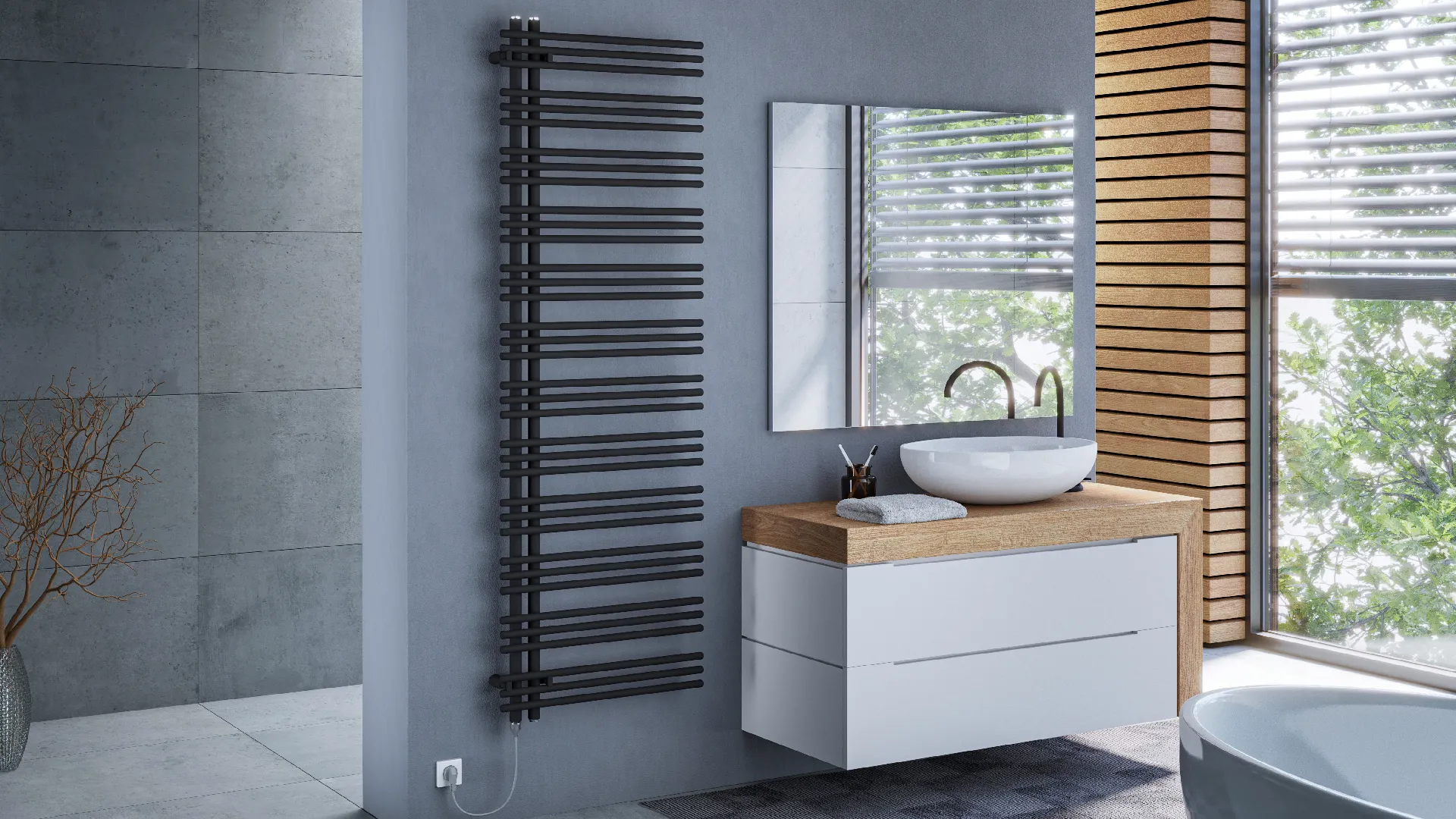 Zehnder Design-Handtuchwärmer „Yucca Asym“ mit Heizstab IHE 47,8 × 92,2 cm in Verkehrsweiß (RAL 9016, glänzend) Zehnder Design-Handtuchwärmer „Yucca Asym“ mit Heizstab IHE 47,8 × 92,2 cm in Verkehrsweiß (RAL 9016, glänzend)