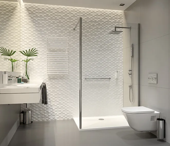 Hoesch Walk-In-Duschkabine „Liberty“ Profile eloxal silber, rechts H: 1953 mm Hoesch Walk-In-Duschkabine „Liberty“ Profile eloxal silber, rechts H: 1953 mm