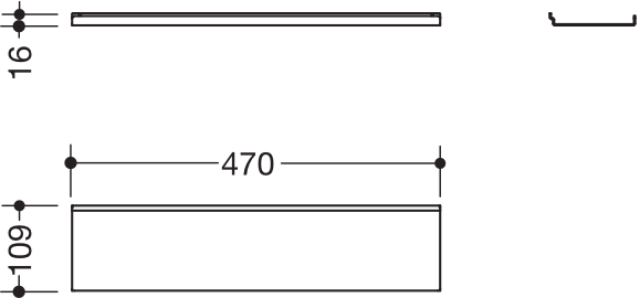 HEWI Ablage pulverbeschichtet in 47 × 1,5 × 10,2 cm