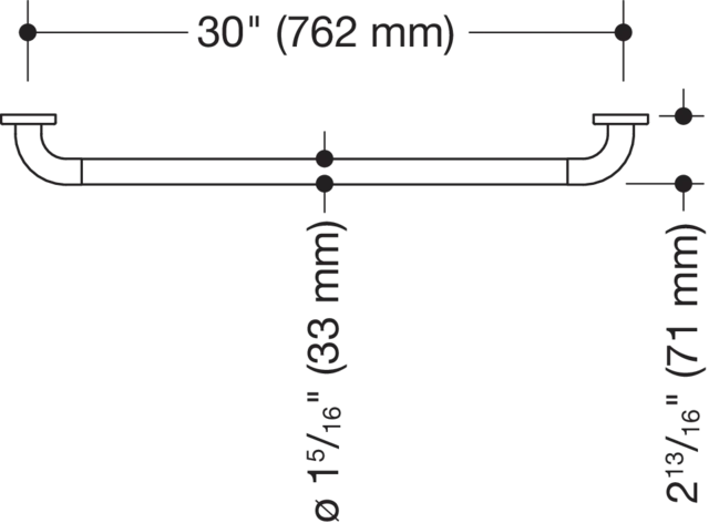 Haltegriff (ADA), Polyamid, matt, Achsmaß 762 mm, Tiefe 70 mm, Stangendurchmesser 33 mm, in Farbe 99 (Reinweiß) Haltegriff (ADA), Polyamid, matt, Achsmaß 762 mm, Tiefe 70 mm, Stangendurchmesser 33 mm, in Farbe 99 (Reinweiß)
