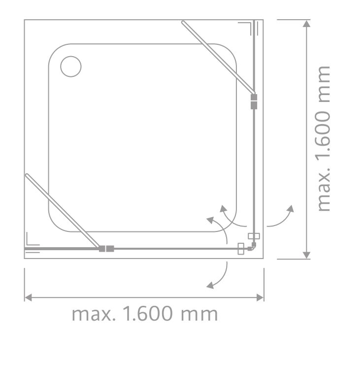 HSK Duschtür mit Drehtüren an Nebenteilen 4-teilig „K2“ Glas Klar hell,