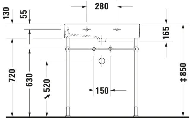 Wandwaschtisch „Vero“, mit Überlauf, Hahnlochposition mittig Wandwaschtisch „Vero“, mit Überlauf, Hahnlochposition mittig