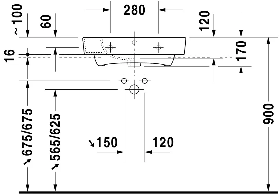 Wandwaschtisch „DuraStyle“, mit Überlauf, Hahnlochposition mittig Wandwaschtisch „DuraStyle“, mit Überlauf, Hahnlochposition mittig