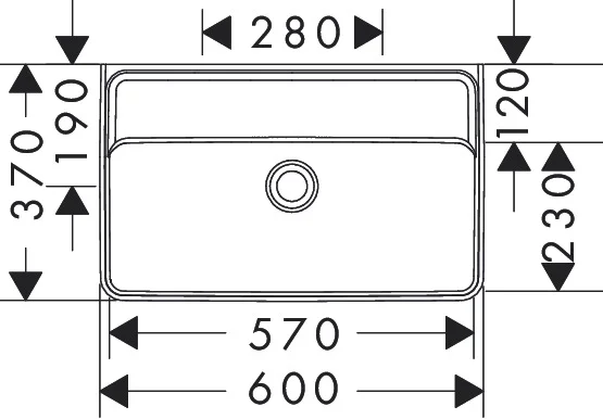 Hansgrohe Xanuia Q Waschtisch Compact, 600x370 mm, weiß, glänzend, wandhängend, ohne Hahnloch und Überlauf